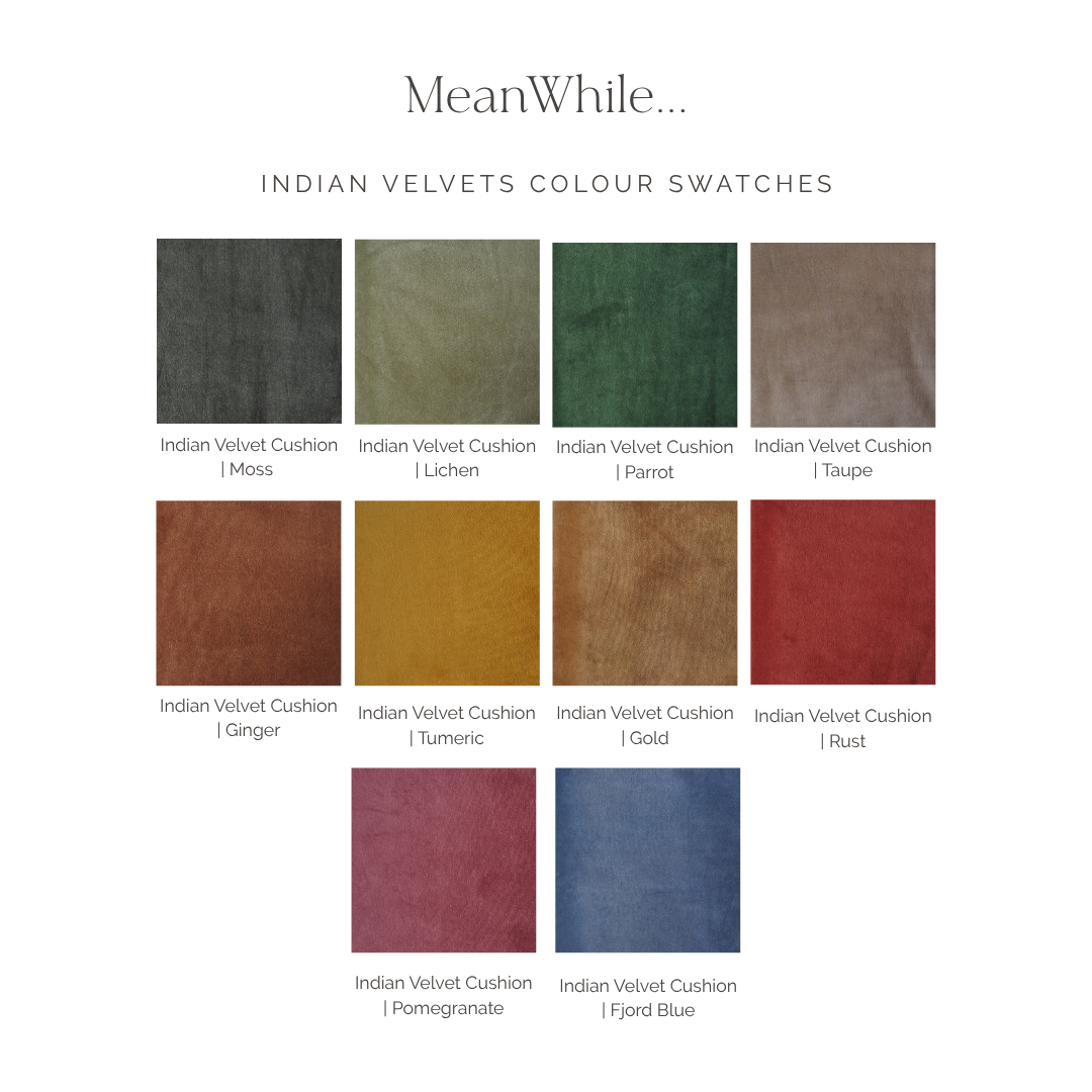 Square Indian Cotton Velvet Cushion | Moss