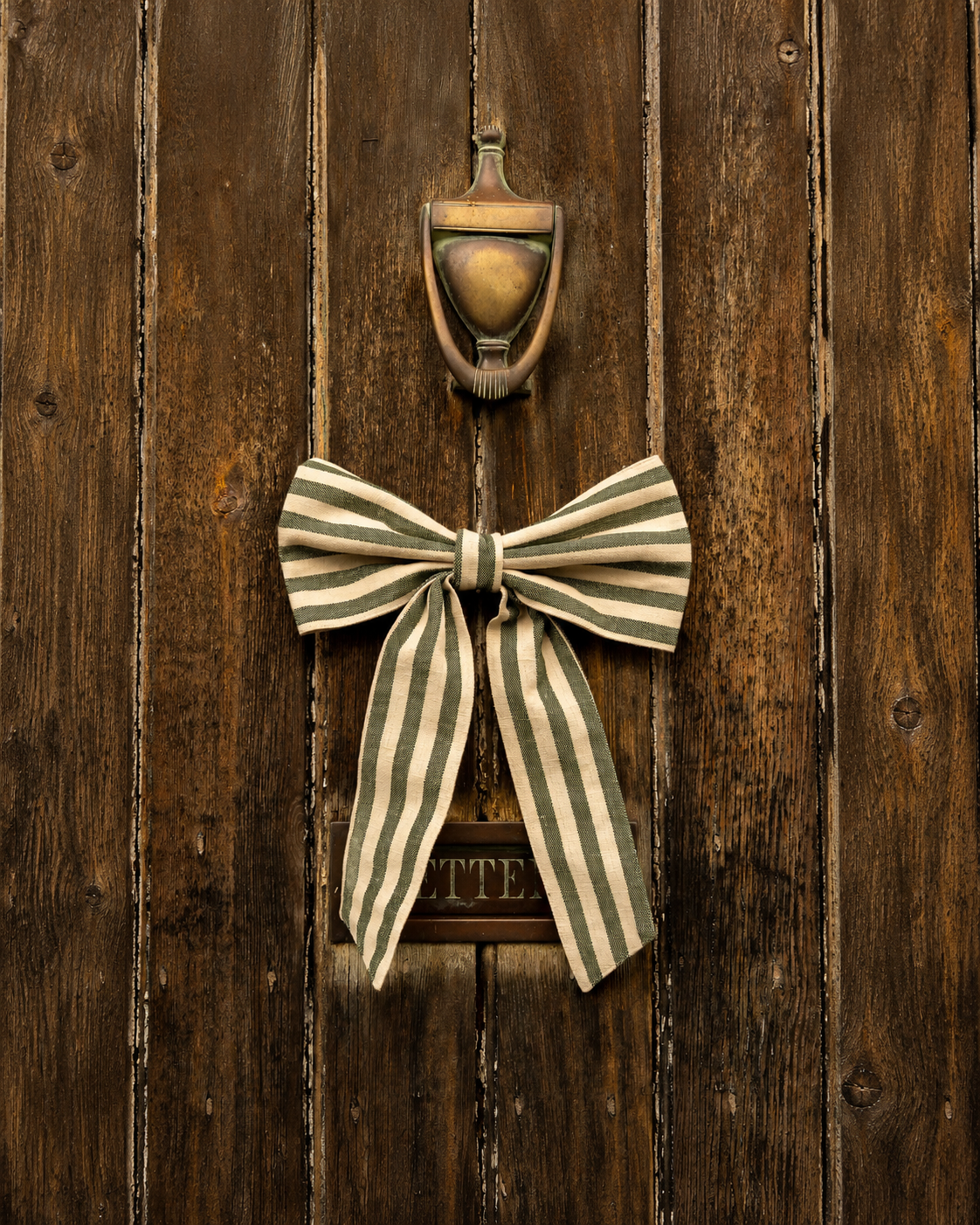 Small Stripe Bow - Pine Green