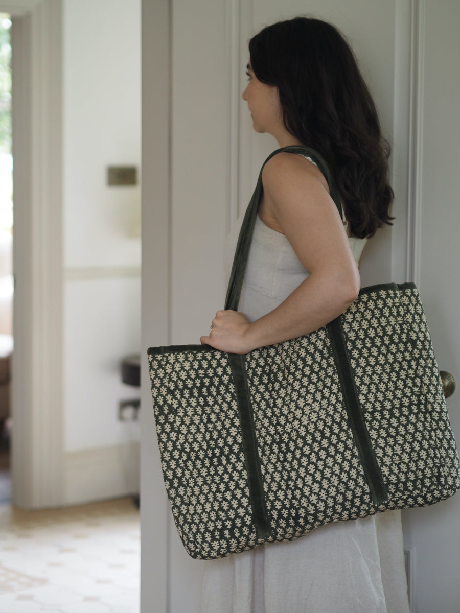 Blockprint Tote Bag - Forest