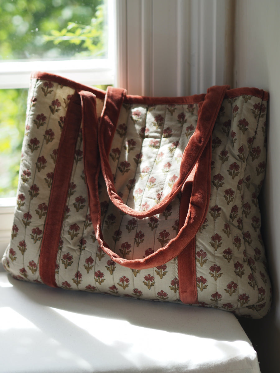 Blockprint Tote Bag - Tulip