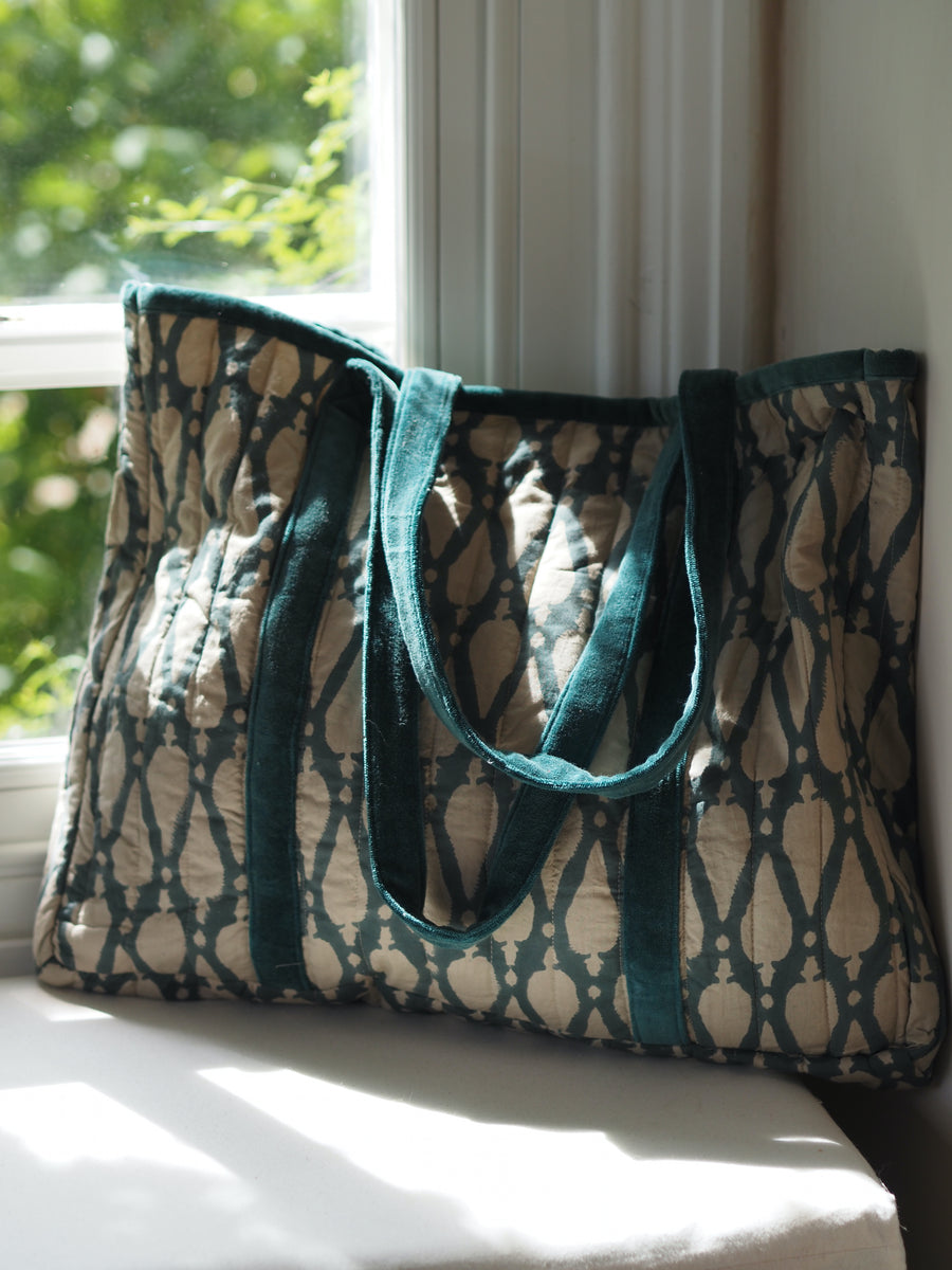 Blockprint Tote Bag - Indian Teal