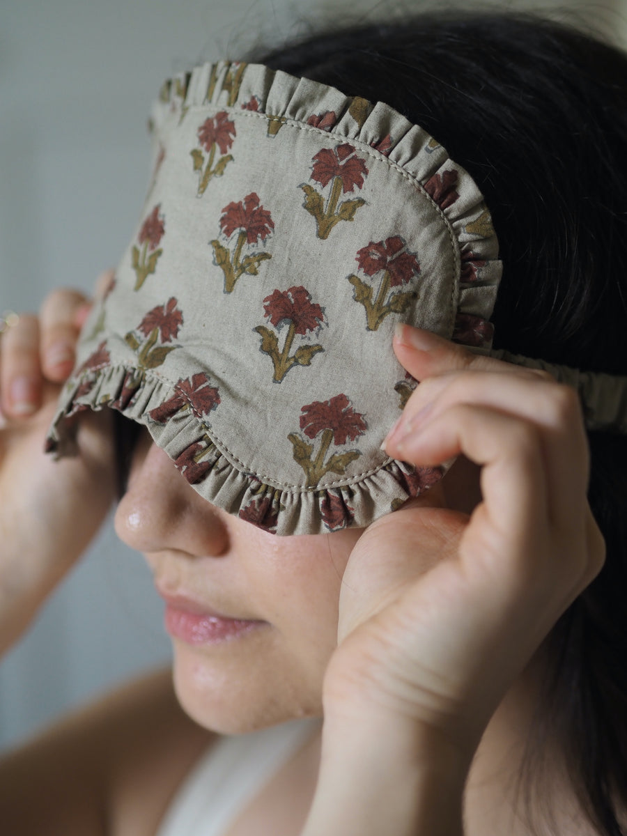 Blockprint Eye Mask - Tulip