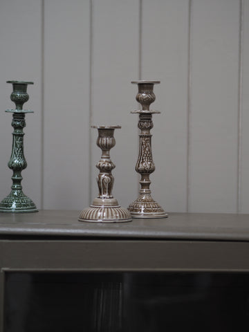 Enamel Candlestick Small - Taupe