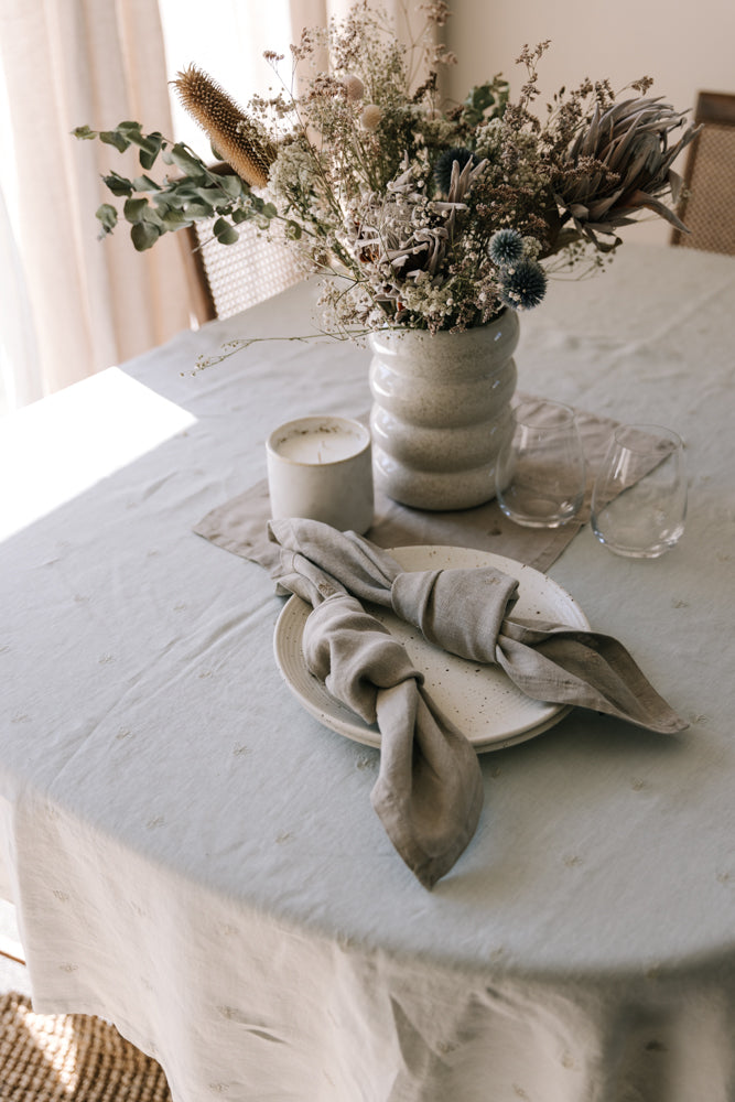 Mason Bee Linen Tablecloth - Milk