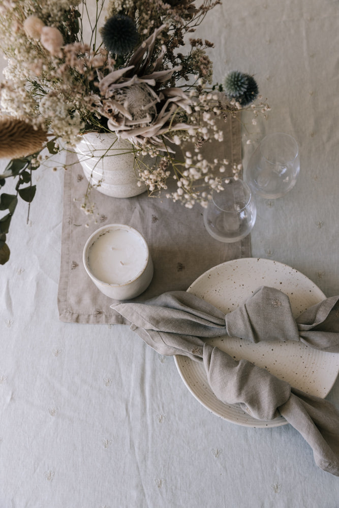 Mason Bee Linen Tablecloth - Milk