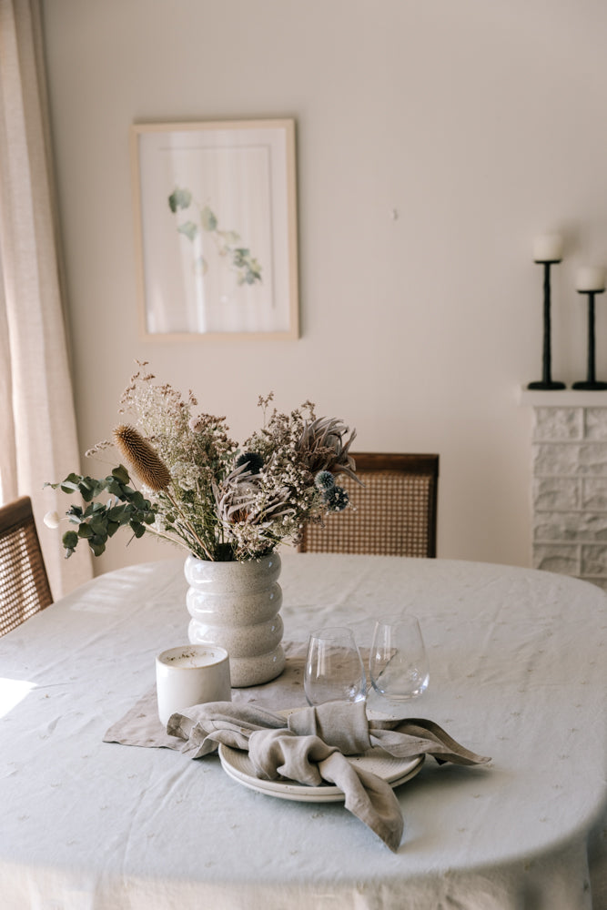 Mason Bee Linen Tablecloth - Milk
