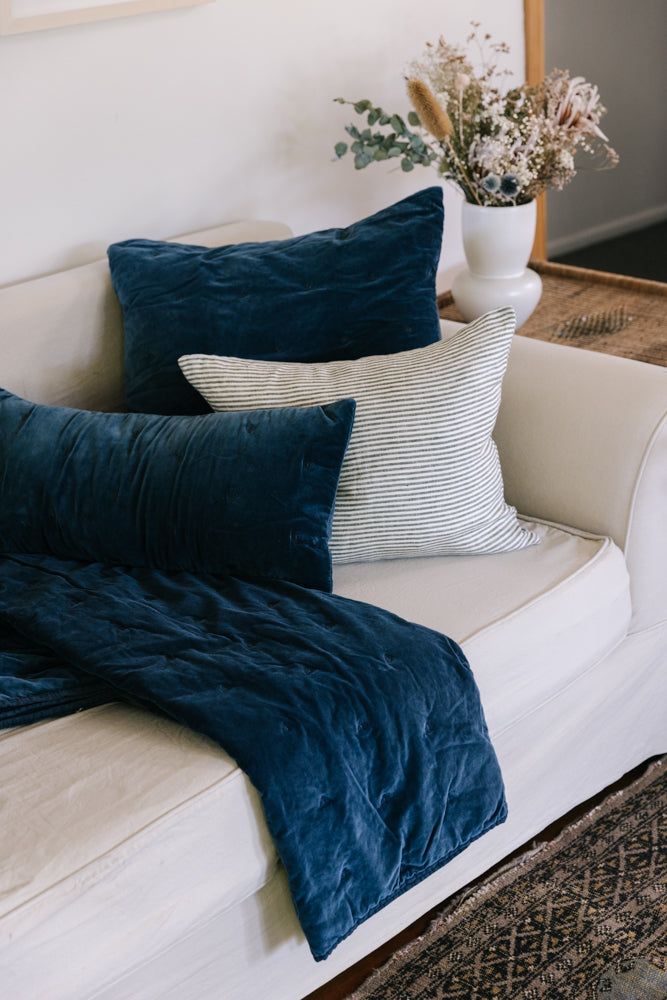 Mason Bee Velvet Throw Navy