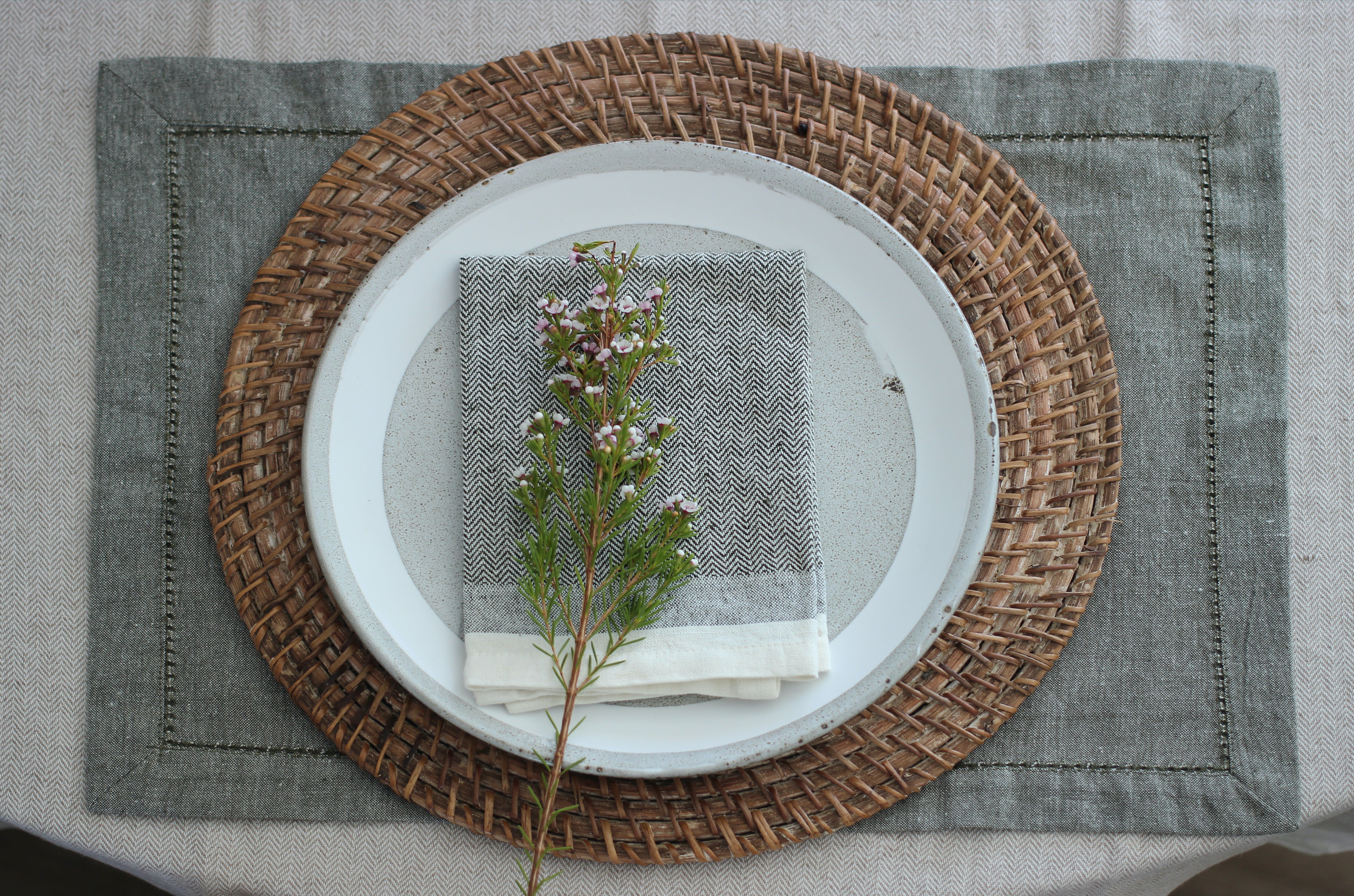 Herringbone Napkins set of 4 | Burnt Olive