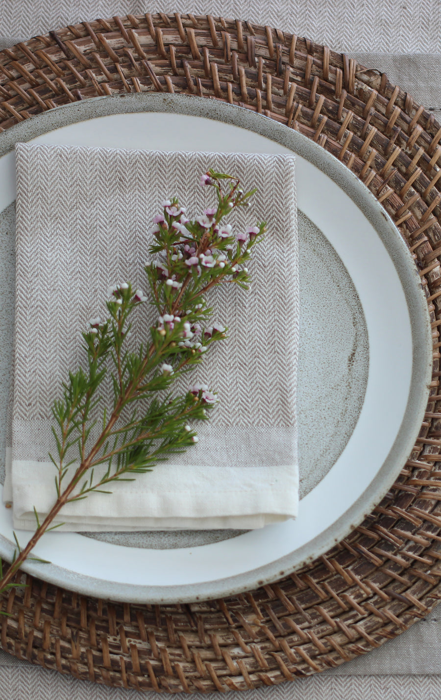 Herringbone Napkins set of 4 | Taupe