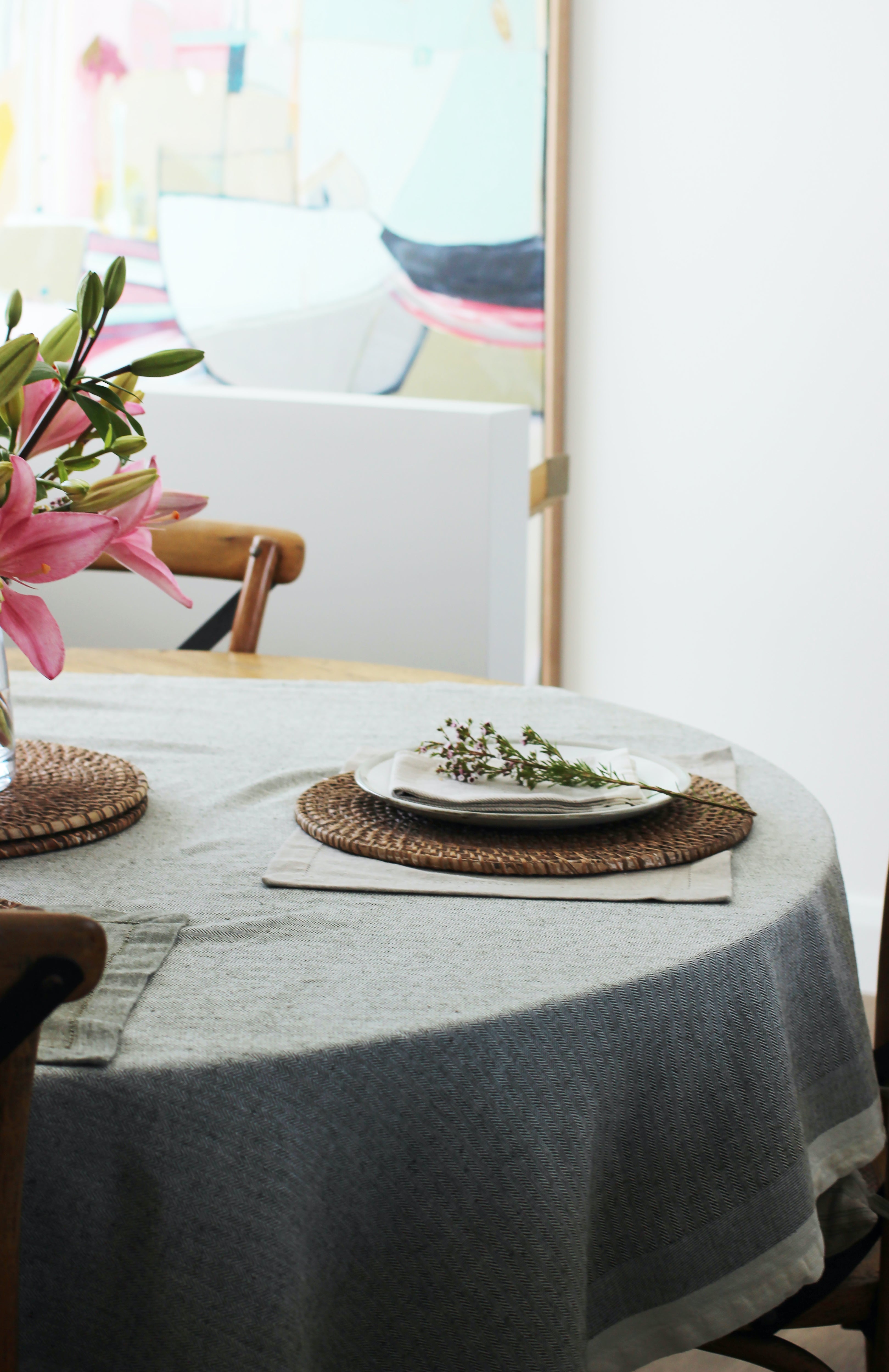 Herringbone Tablecloth | Dark Slate