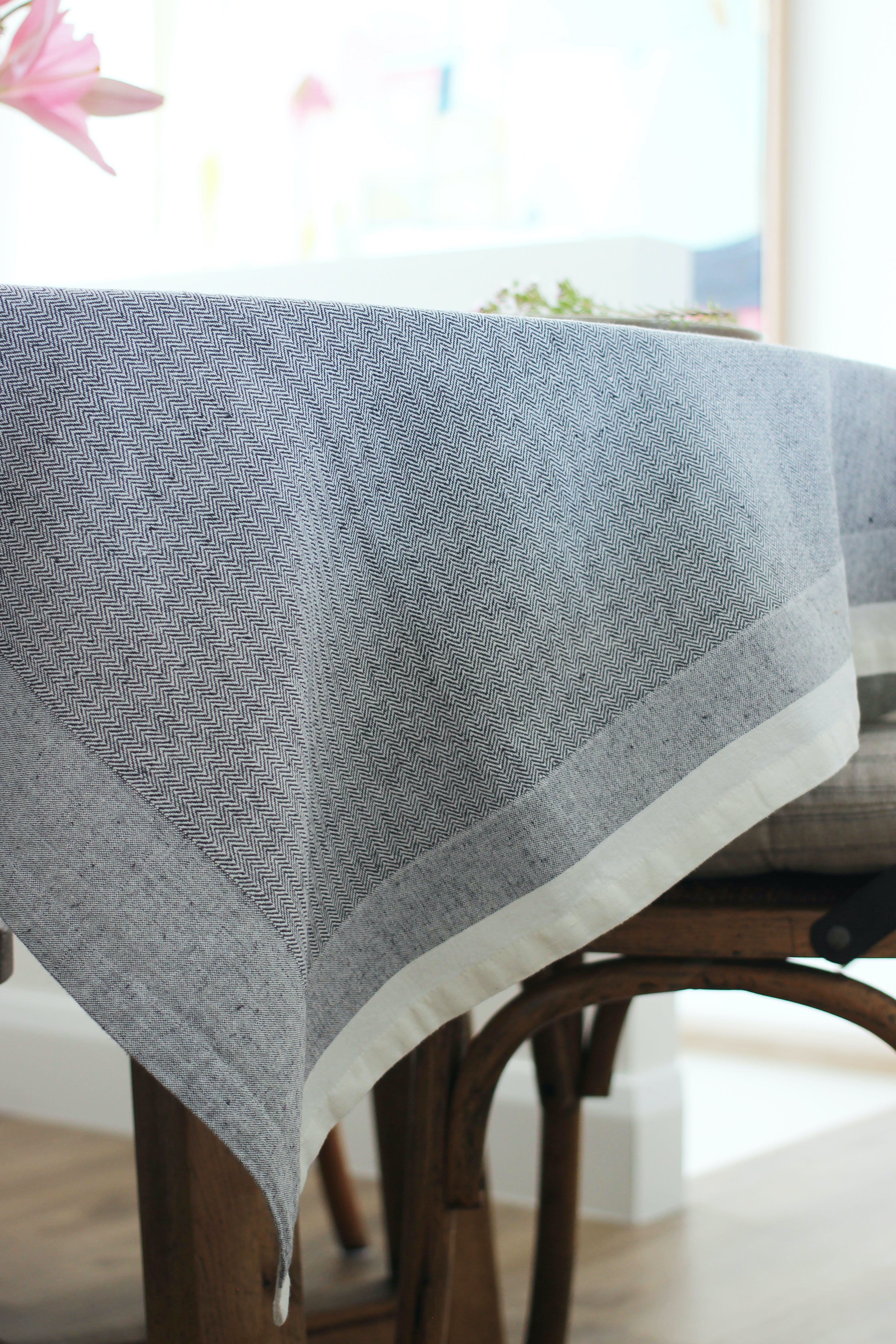 Herringbone Tablecloth | Dark Slate