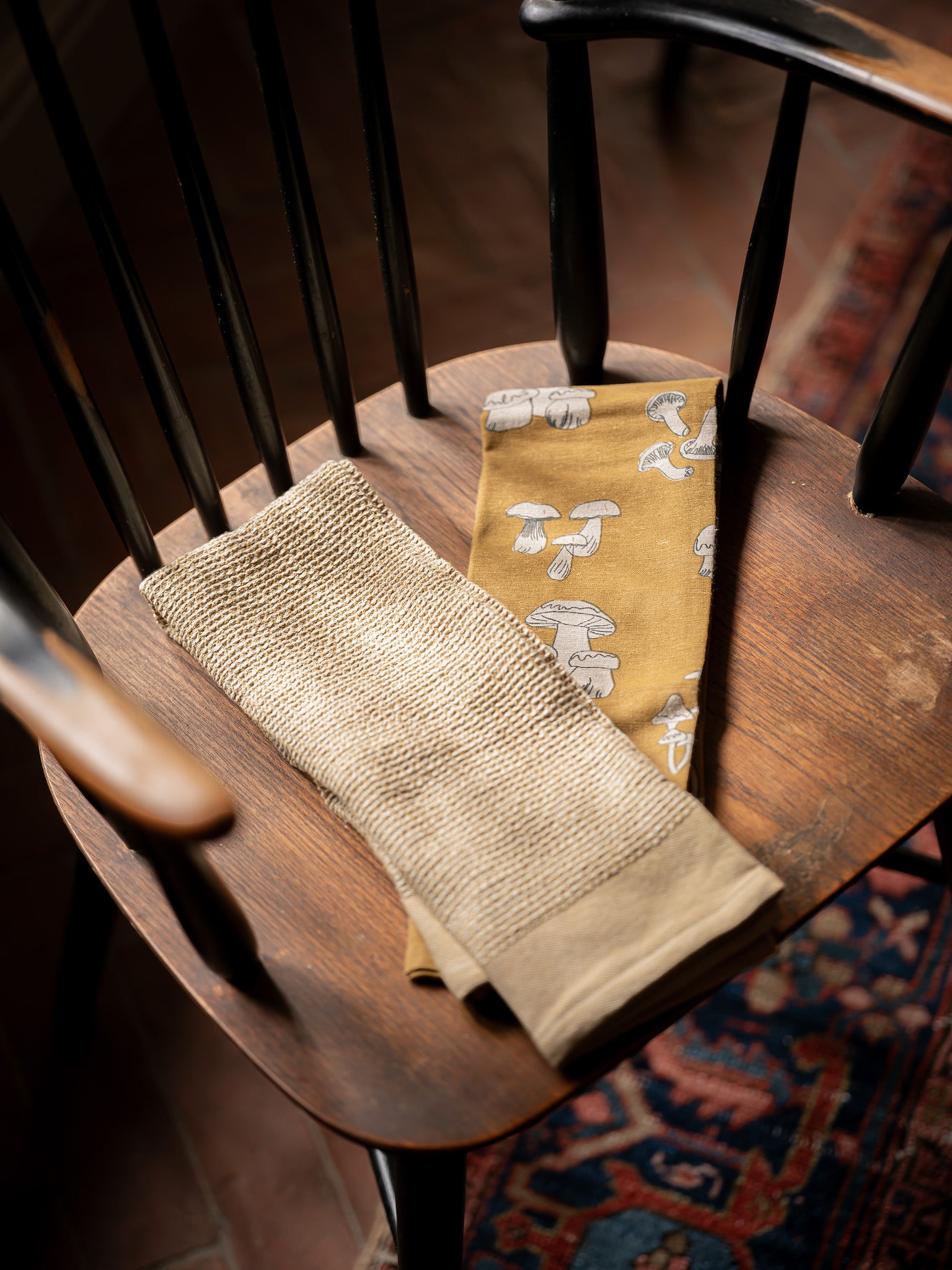 Wild Mushroom Tea Towel 2 pack | Mustard