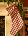 The Pocket Ruffle Stocking - Gingham in Winter Berry