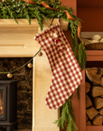 The Pocket Ruffle Stocking - Gingham in Winter Berry