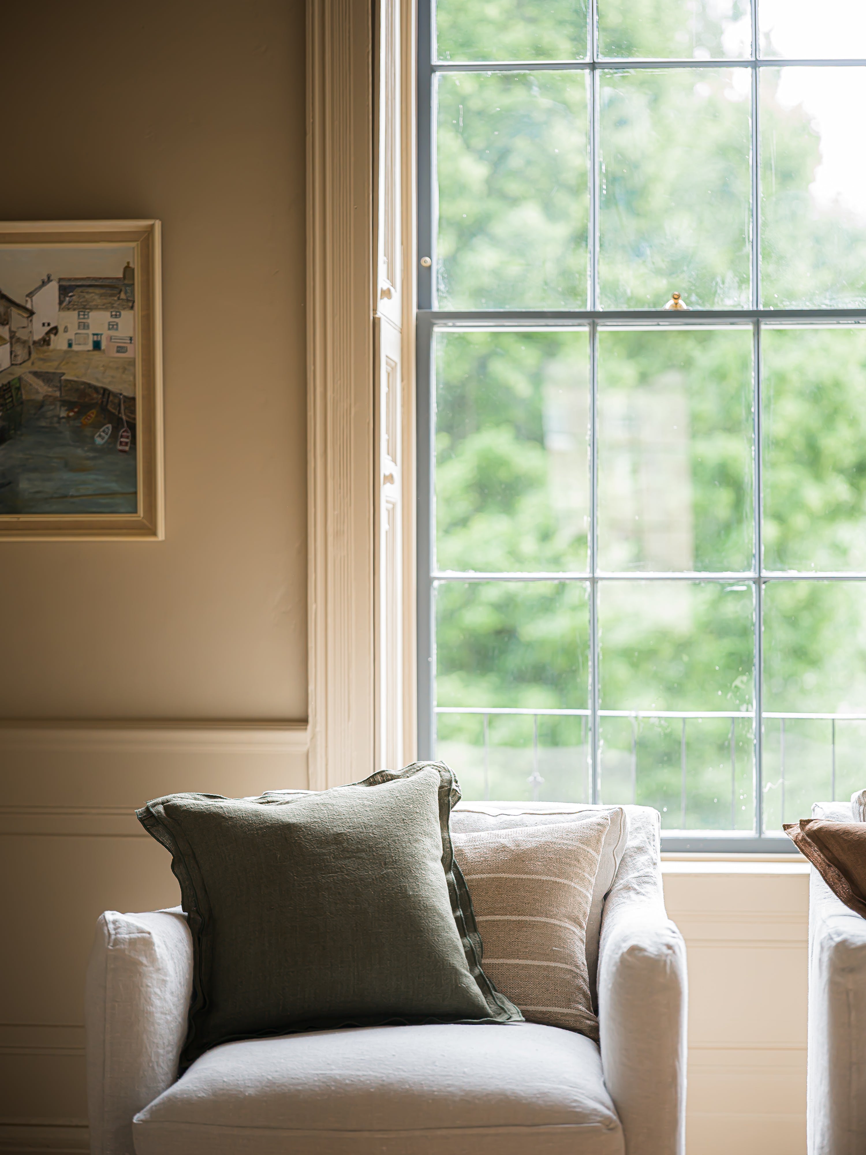The Norfolk Collection | The Salthouse Linen Cushion | Fen Moss