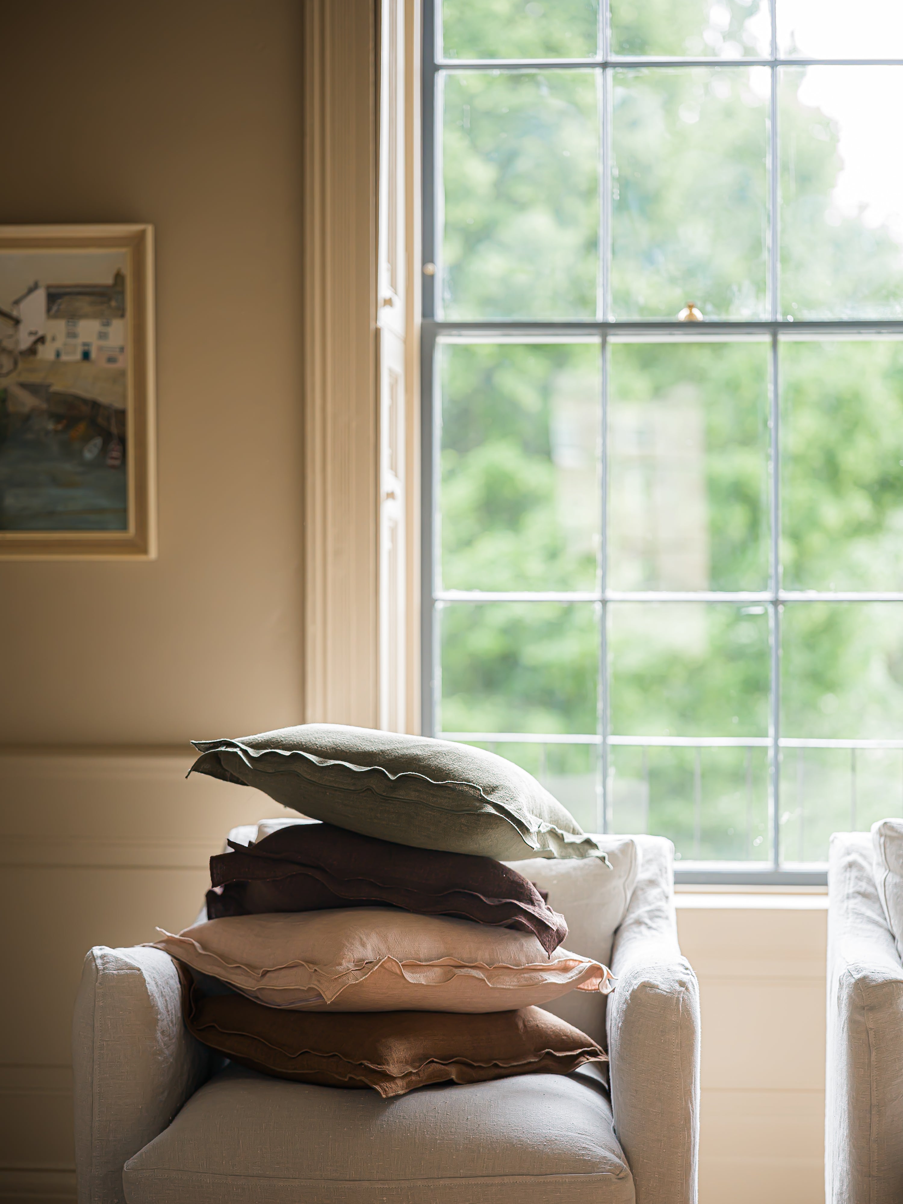 The Norfolk Collection | The Salthouse Linen Cushion | Fen Moss