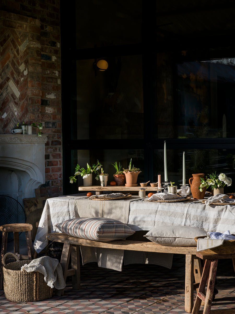 The Provence Stripe Tablecloth | Natural Wide Stripe