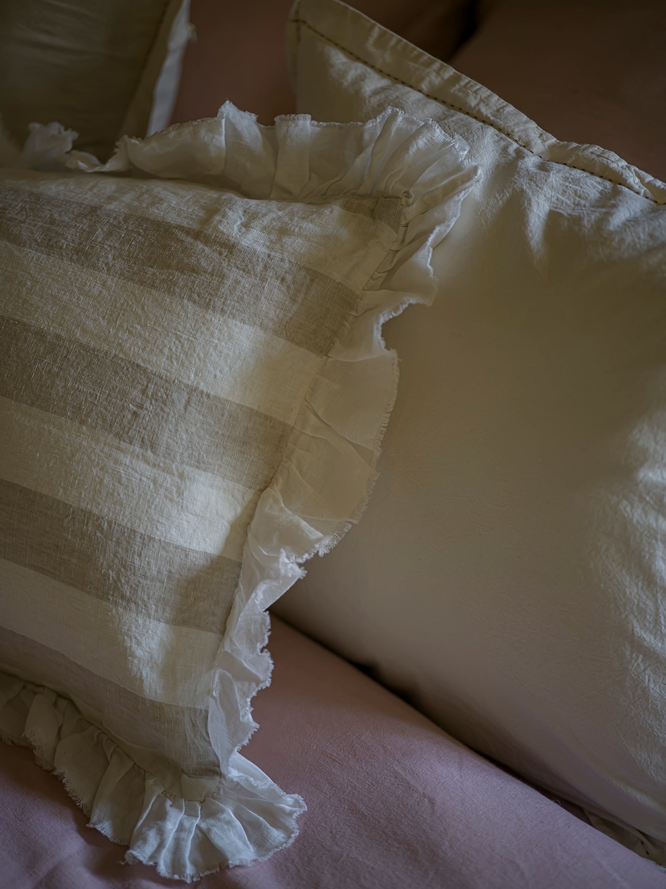 The Brighton Pavilion Raw Edge Linen Cushion - Taupe