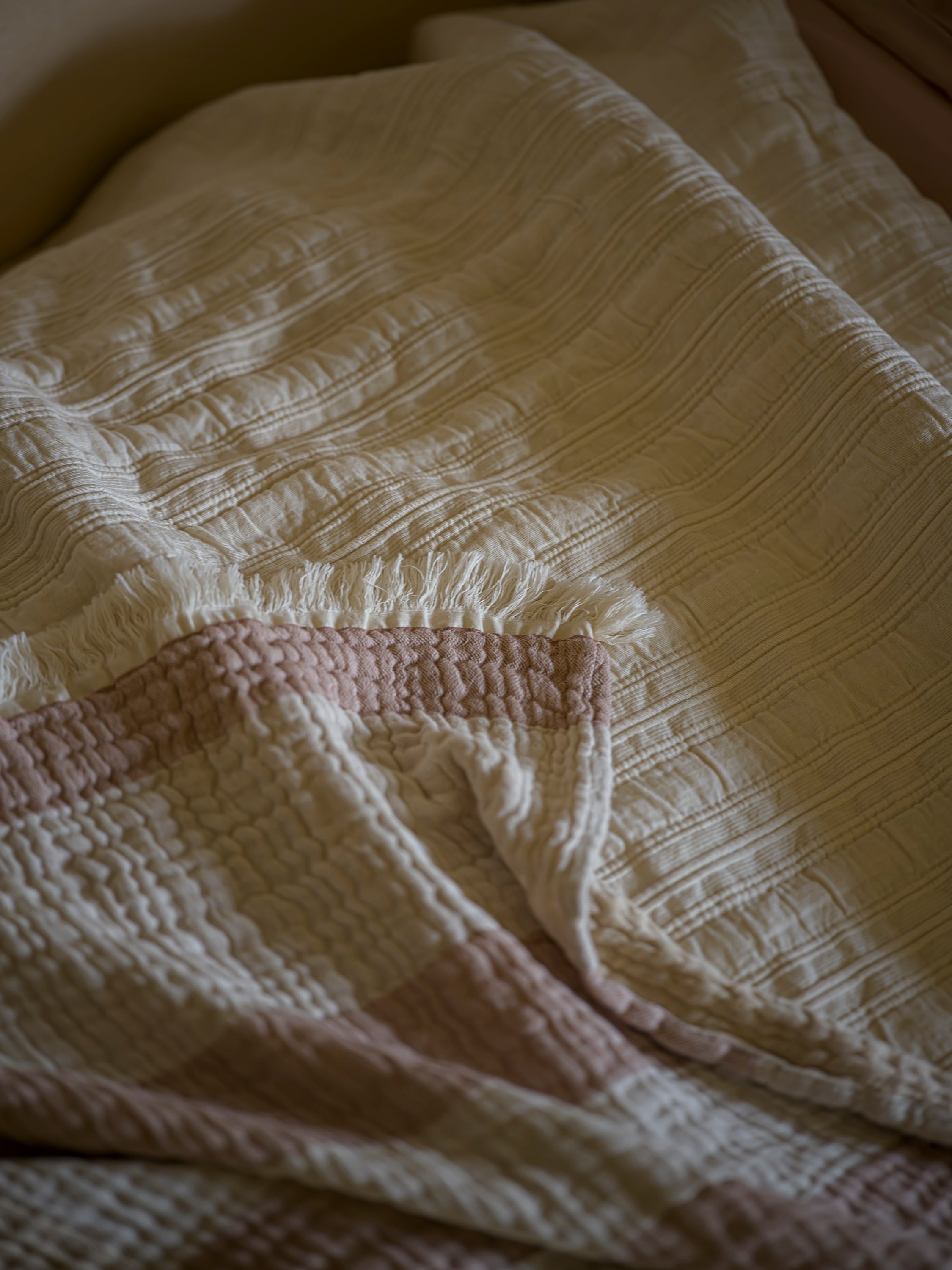 The Somerset Stripe Matelasse Bedspread | Buttermilk