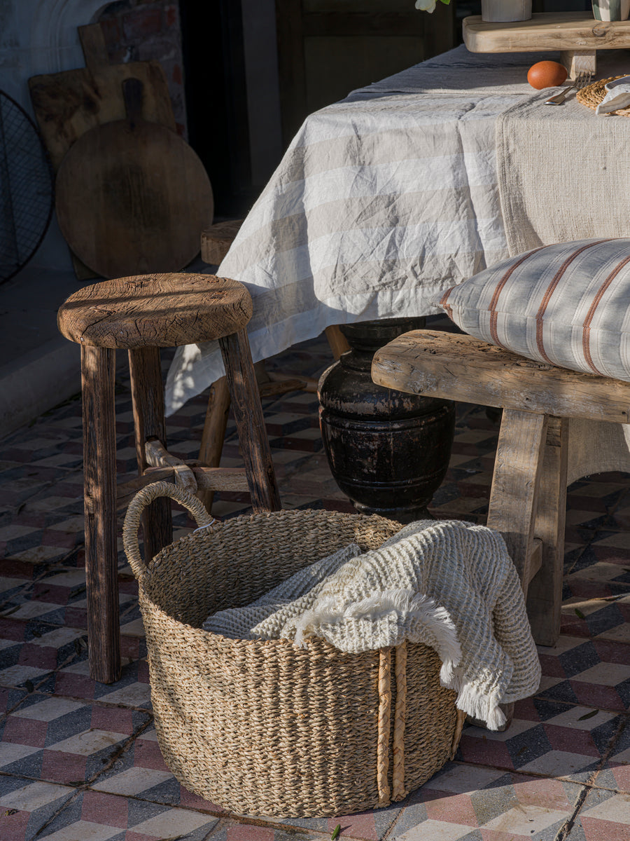 The Provence Stripe Tablecloth | Natural Wide Stripe