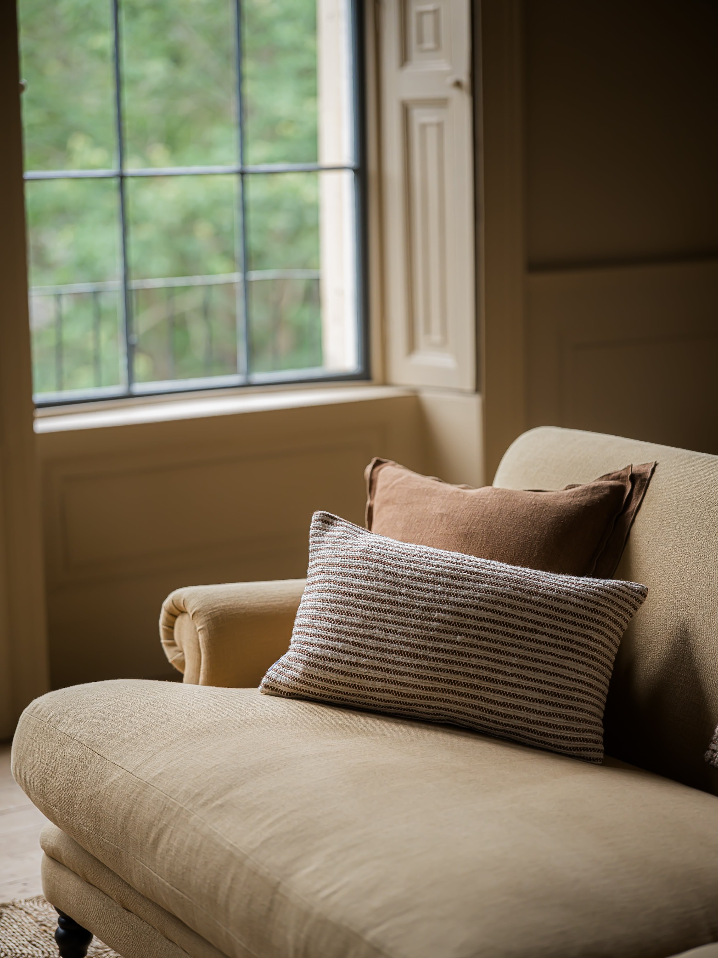 The Norfolk Collection | Wells Fine Stripe Cushion | Bracken