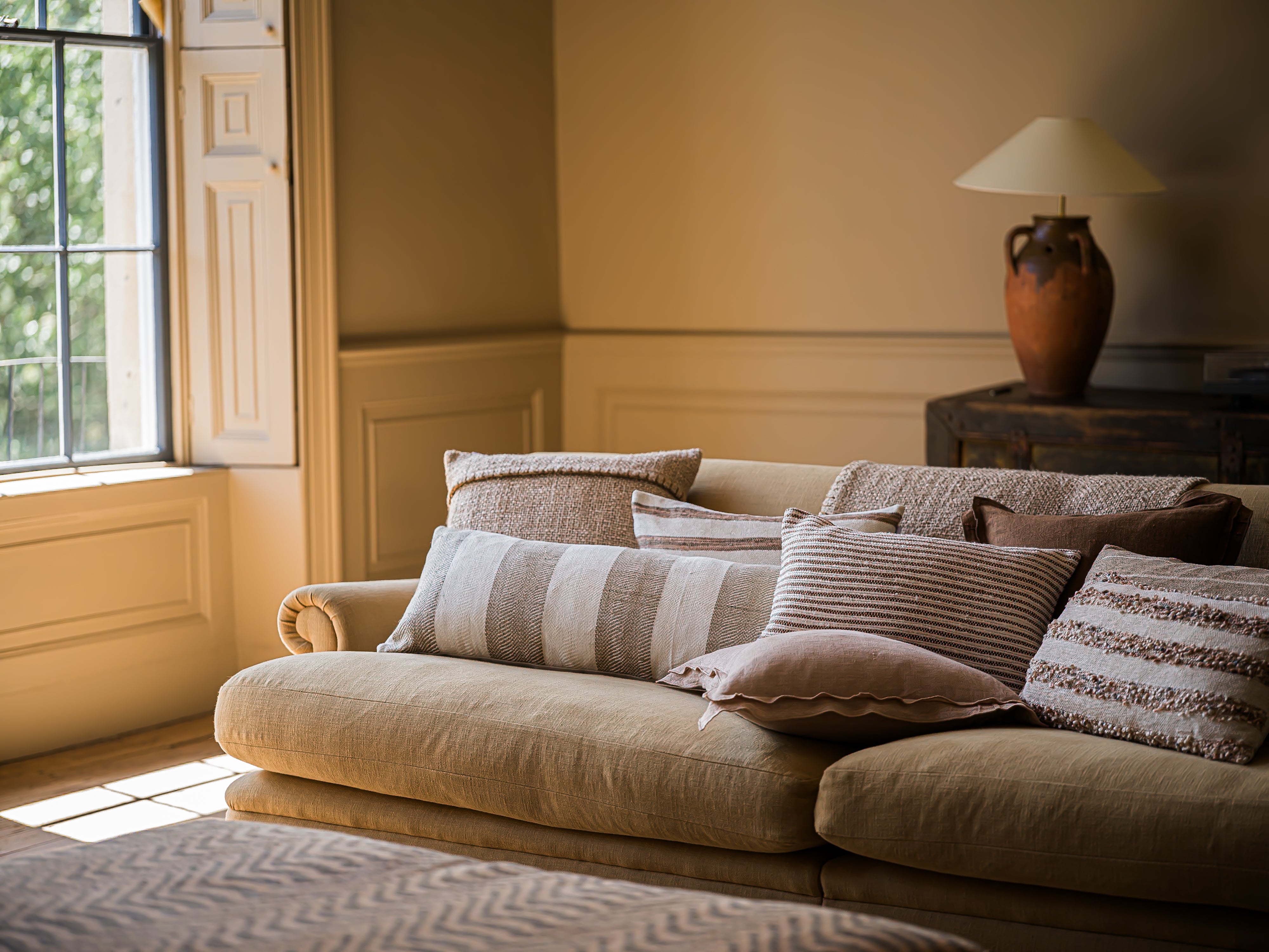 The Norfolk Collection | Wells Fine Stripe Cushion | Bracken