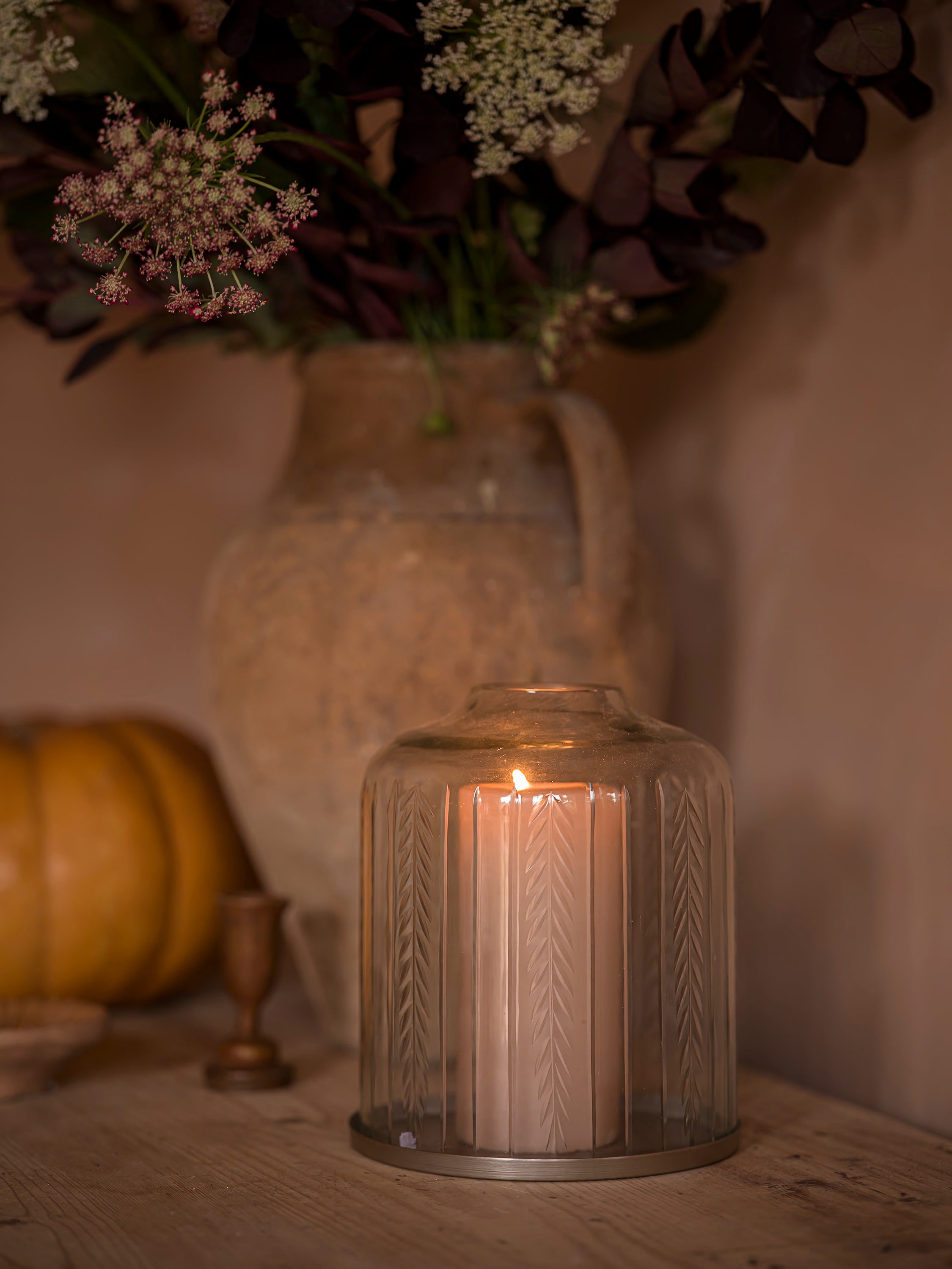Handblown Candle Dome | Large, Scandi Stripe