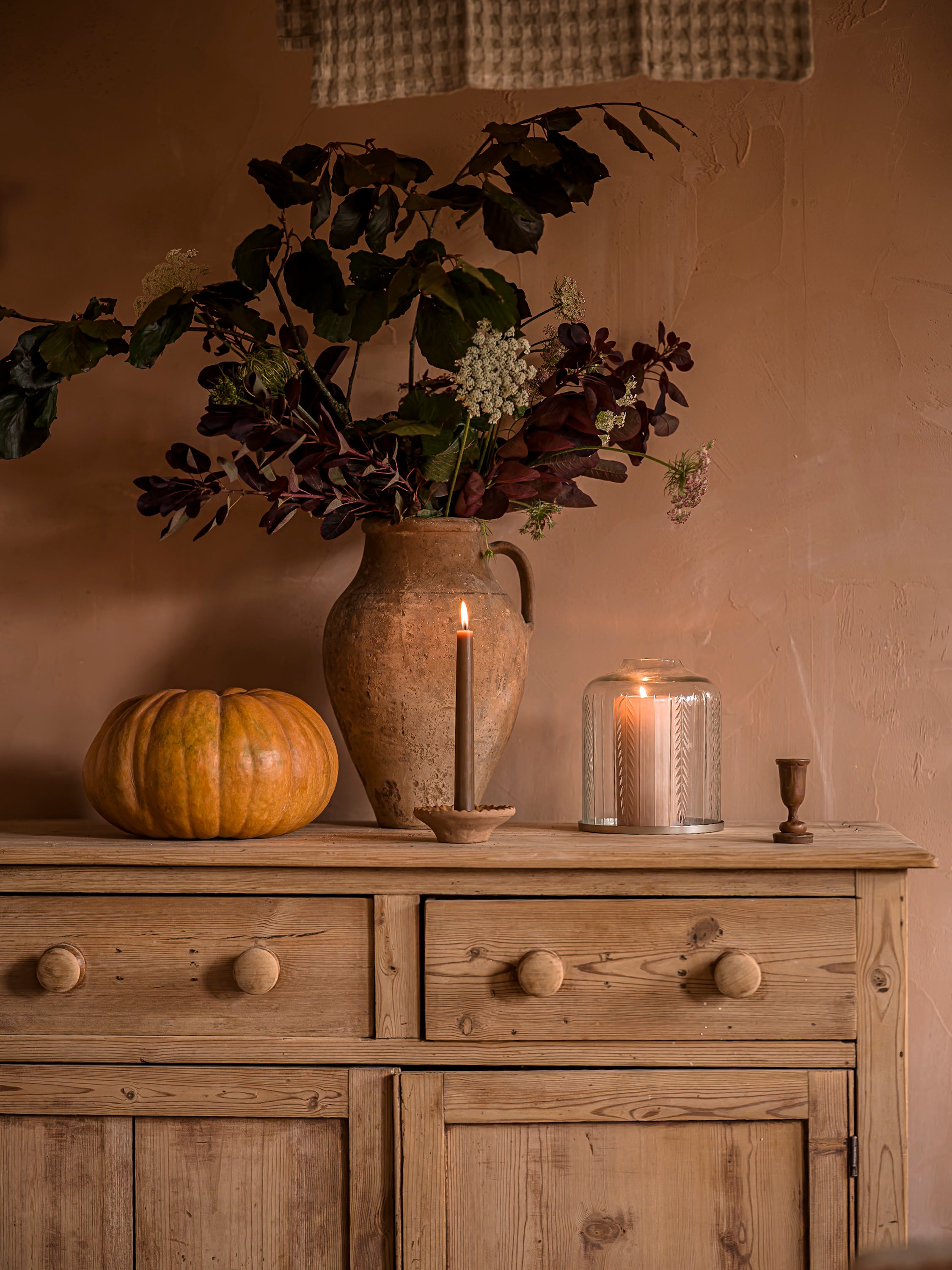 Handblown Candle Dome | Large, Scandi Stripe