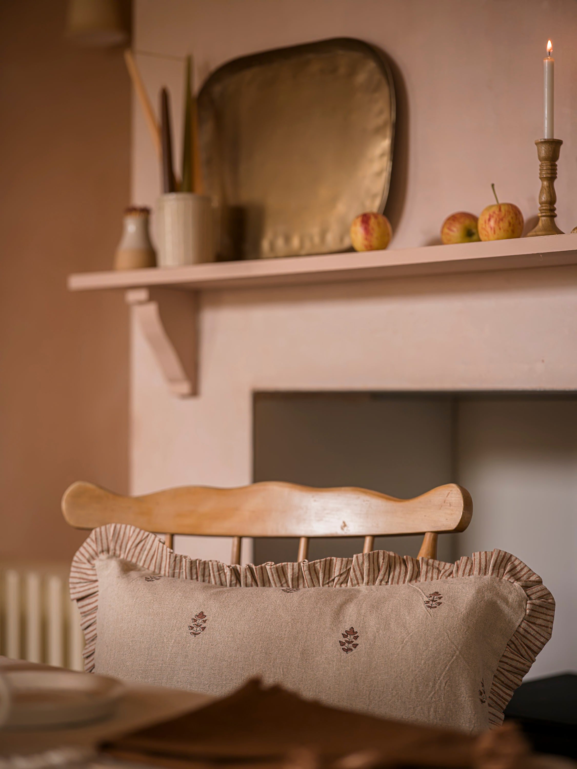 Sprig Block Print Cushion | Brick