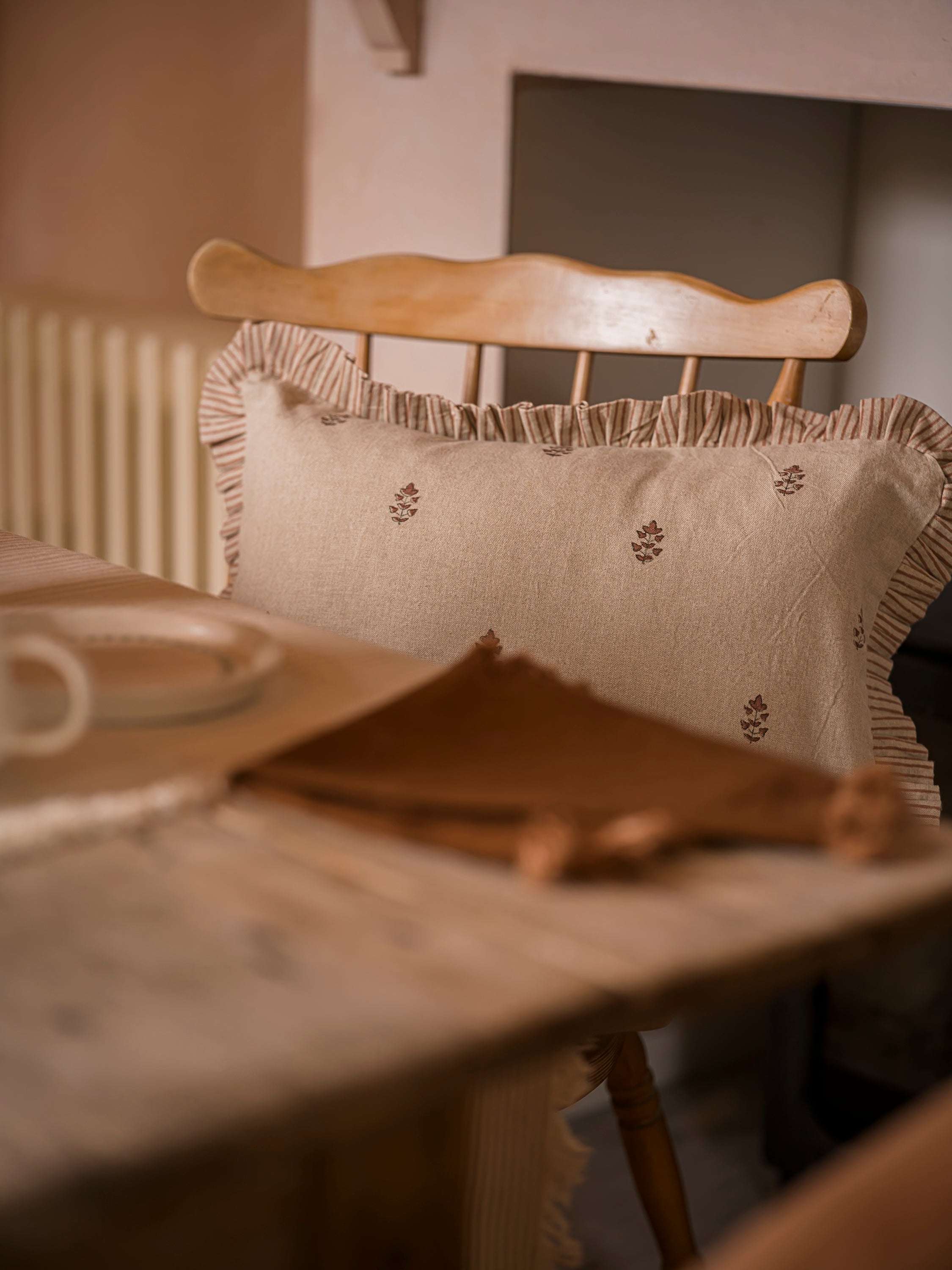 Sprig Block Print Cushion | Brick