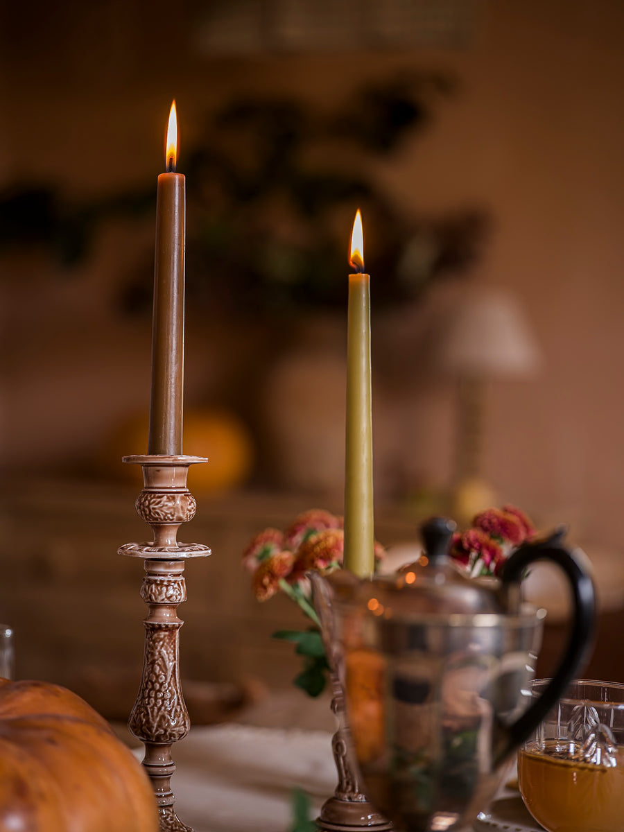Enamel Candlestick large - Chocolate