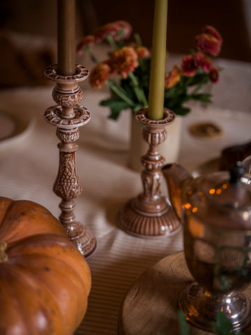 Enamel Candlestick large - Chocolate