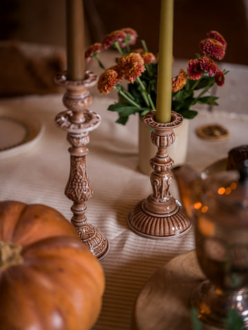 Enamel Candlestick Small - Chocolate
