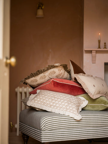 Indian Cotton Velvet Cushion | Lichen