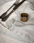Pinstripe Frill Napkin - Charcoal