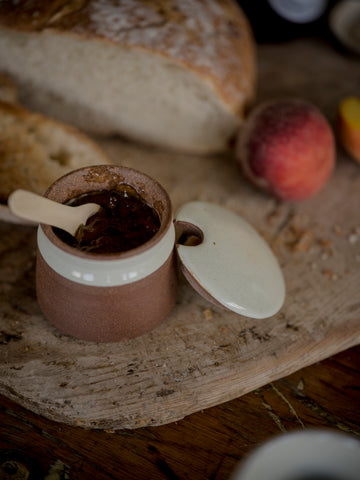 Stoneware Sugar Pot with Spoon | Milk White