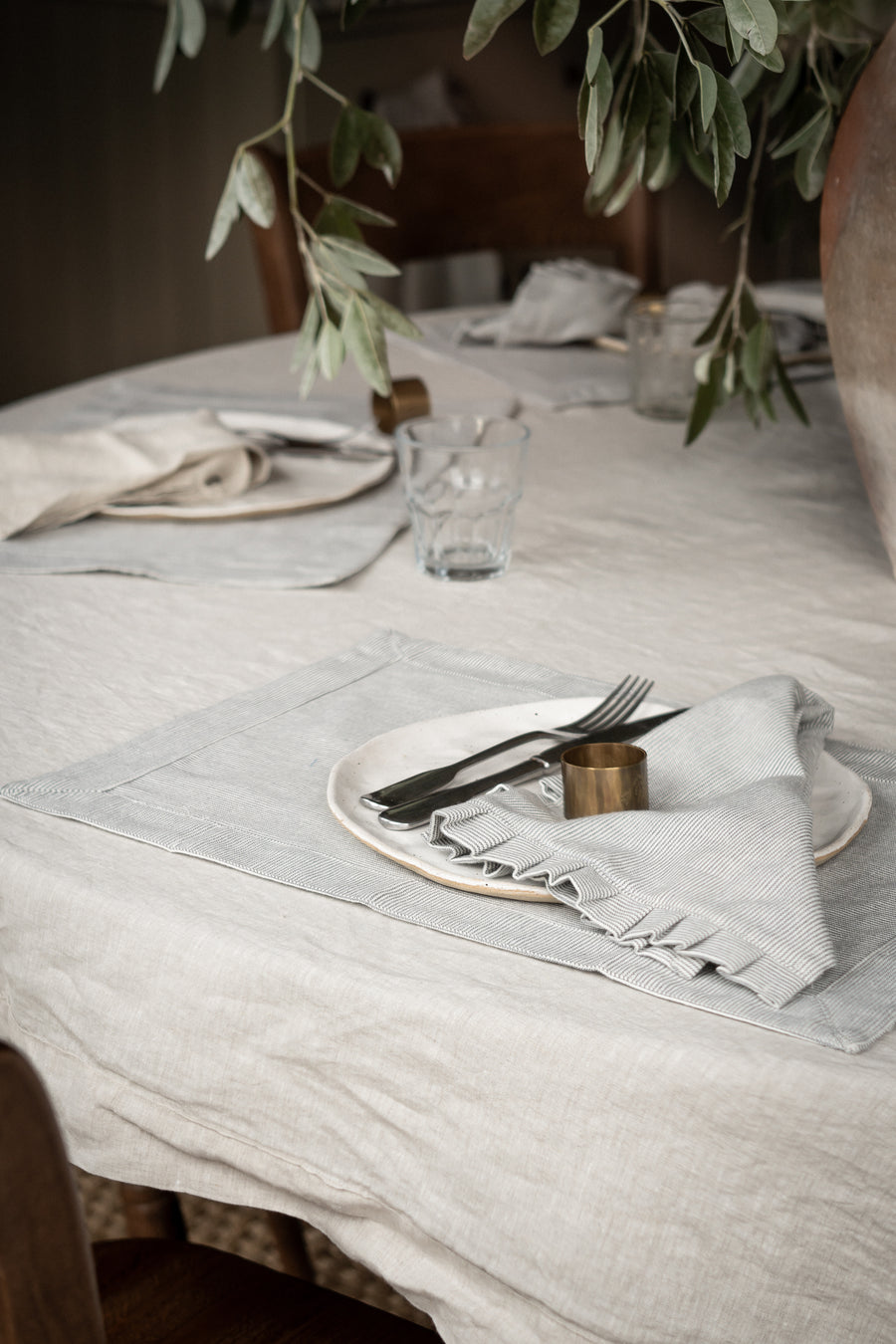 Pinstripe Placemat - Charcoal