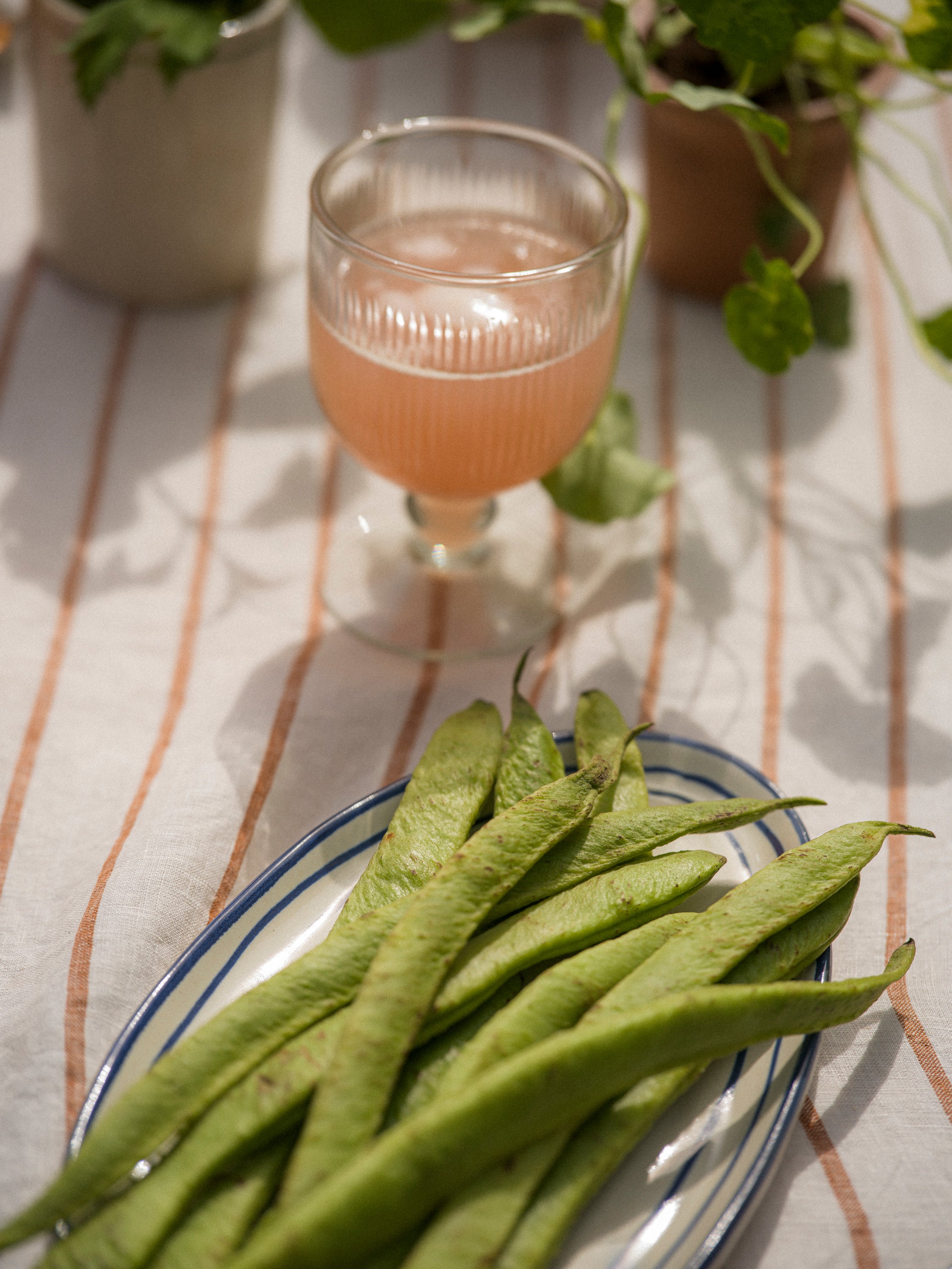 Hand Painted Breton Stripe Oval Plate | Ink