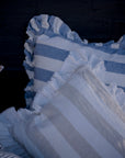 The Brighton Pavilion Bold Stripe Washed Linen Cushion - Blue