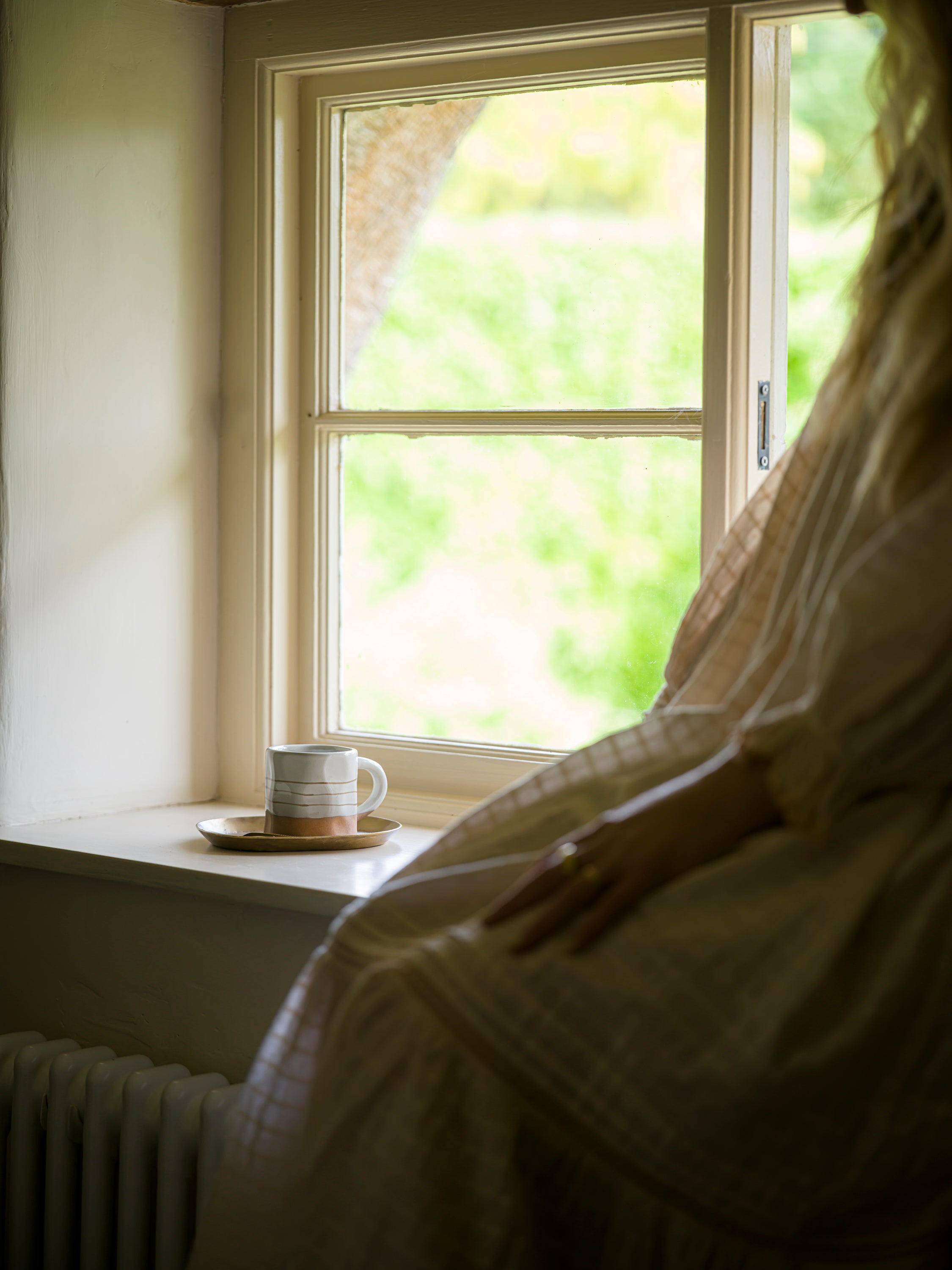 Hand Painted Breton Stripe Mug | Taupe