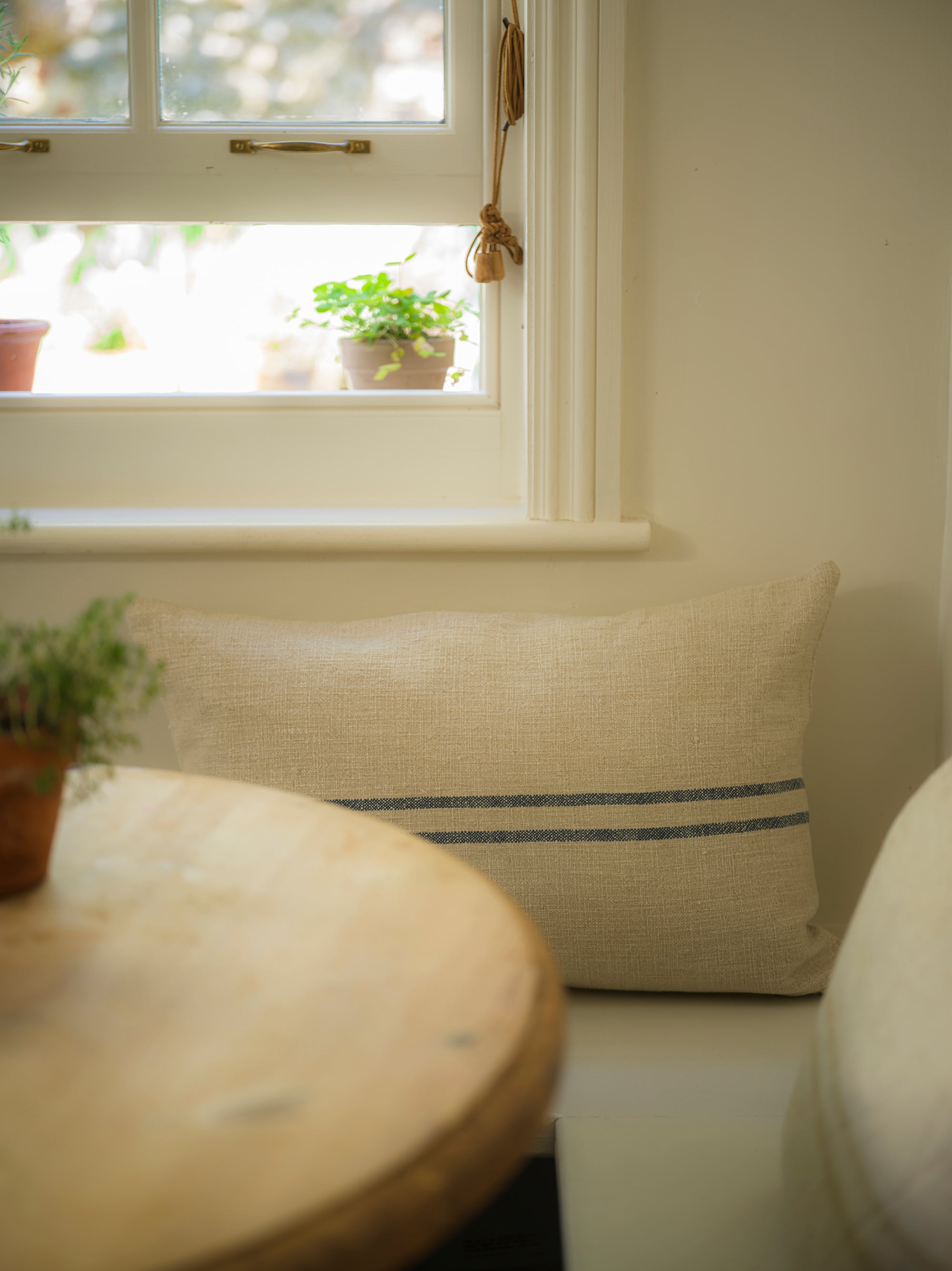 Petite Carbis Bay 2 stripe Cushion | Blue