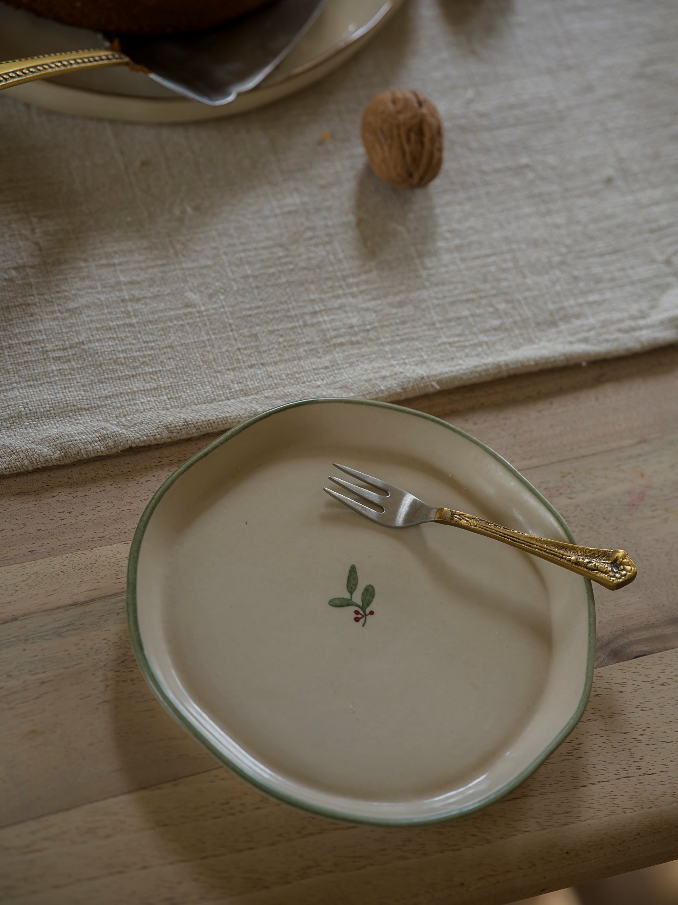 Hand Painted Holly Snack Plate