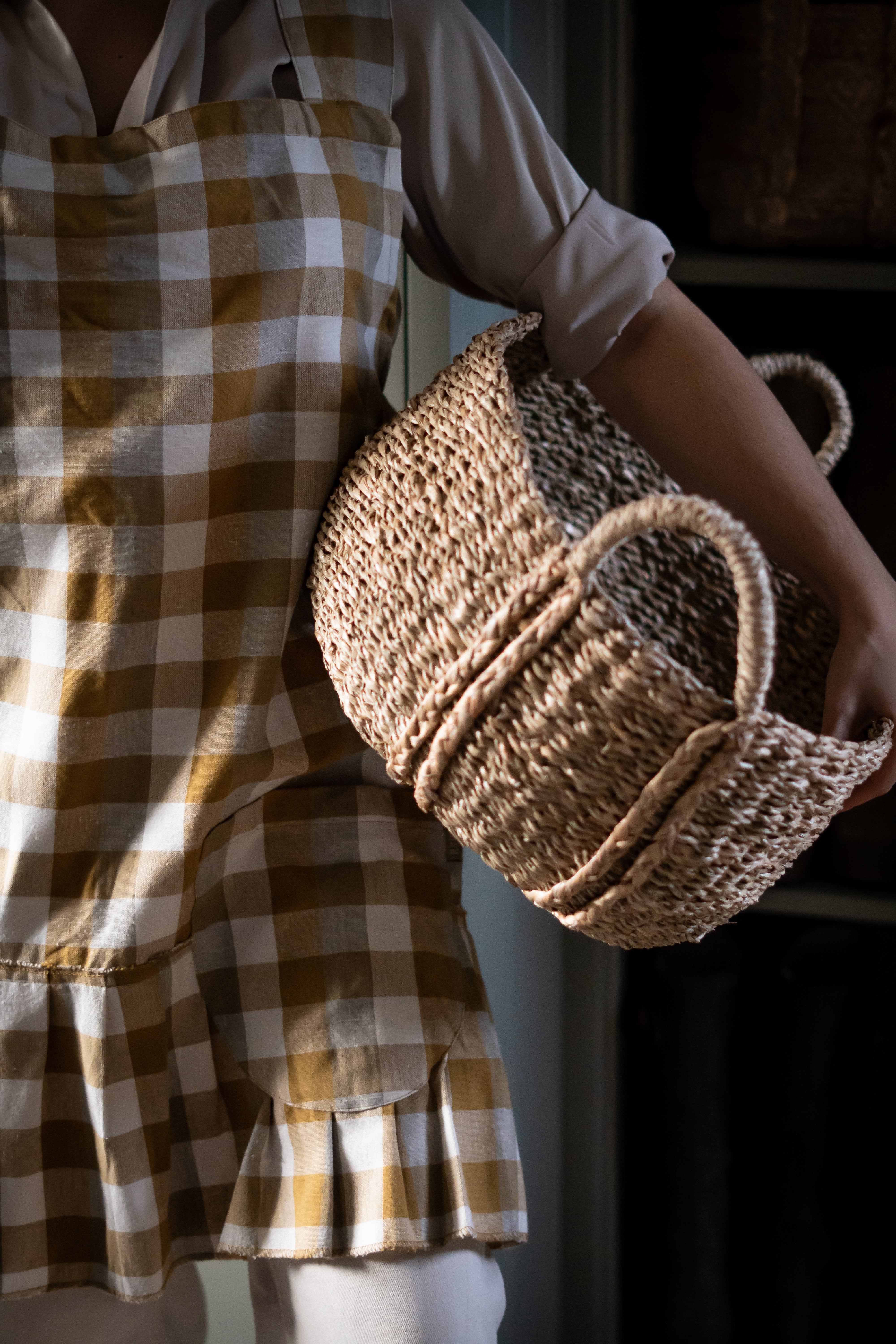 Double Check Pinafore Apron Yellow Sunset