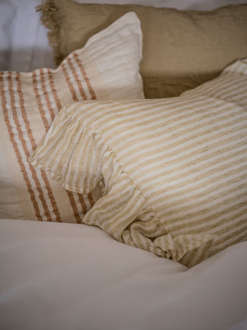 The Salcombe Frill Ruffle Cushion - Antique Cream