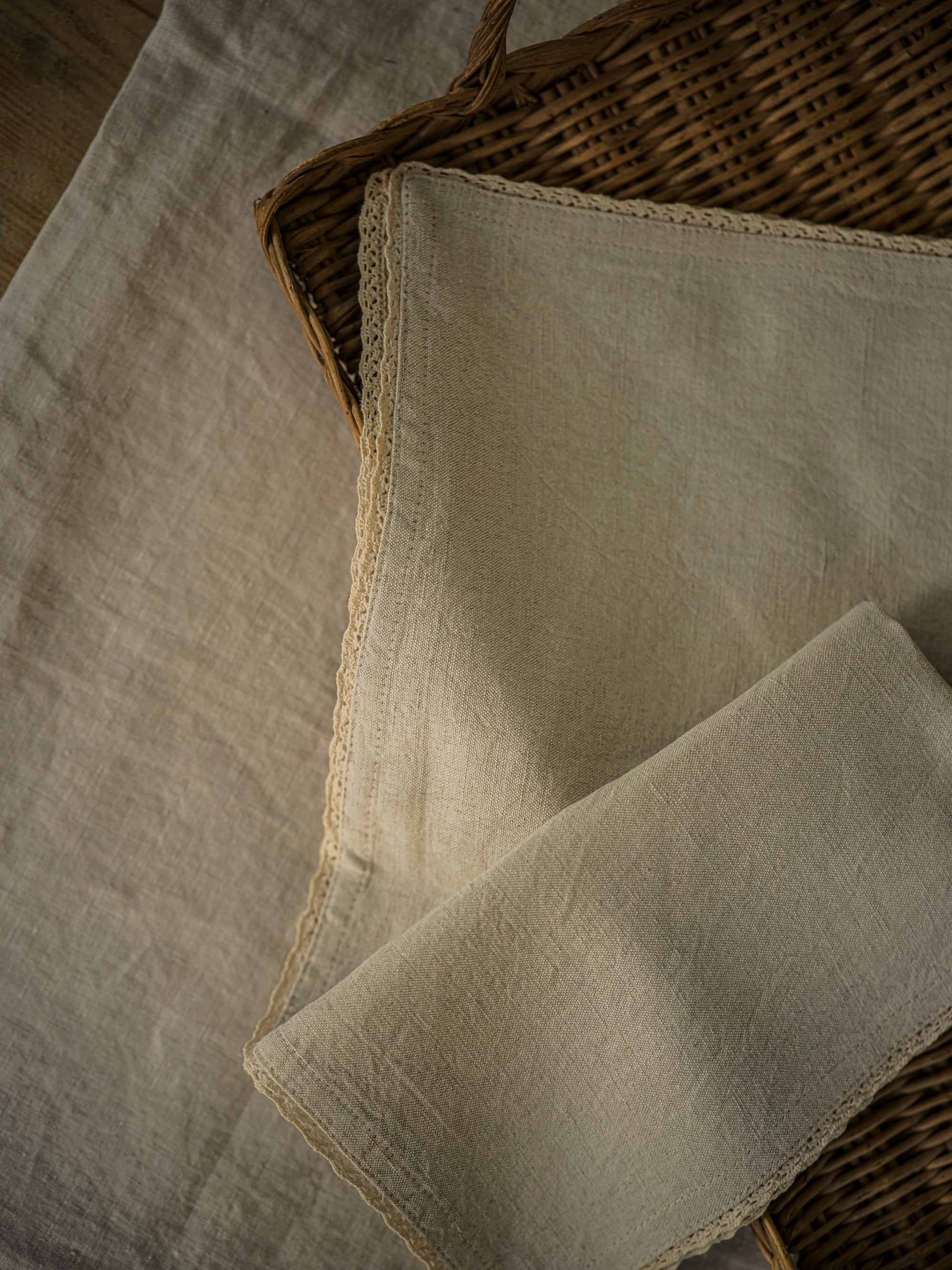 Linen & Lace Napkin - Natural Set of 4
