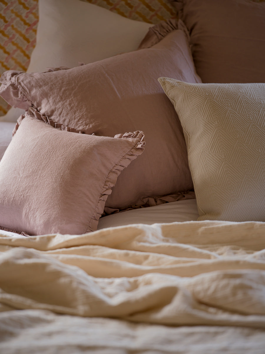 The Brighton Pavilion Chalk Pink Washed Linen Cushion