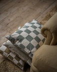Reversible Chequerboard Cushion | Olive