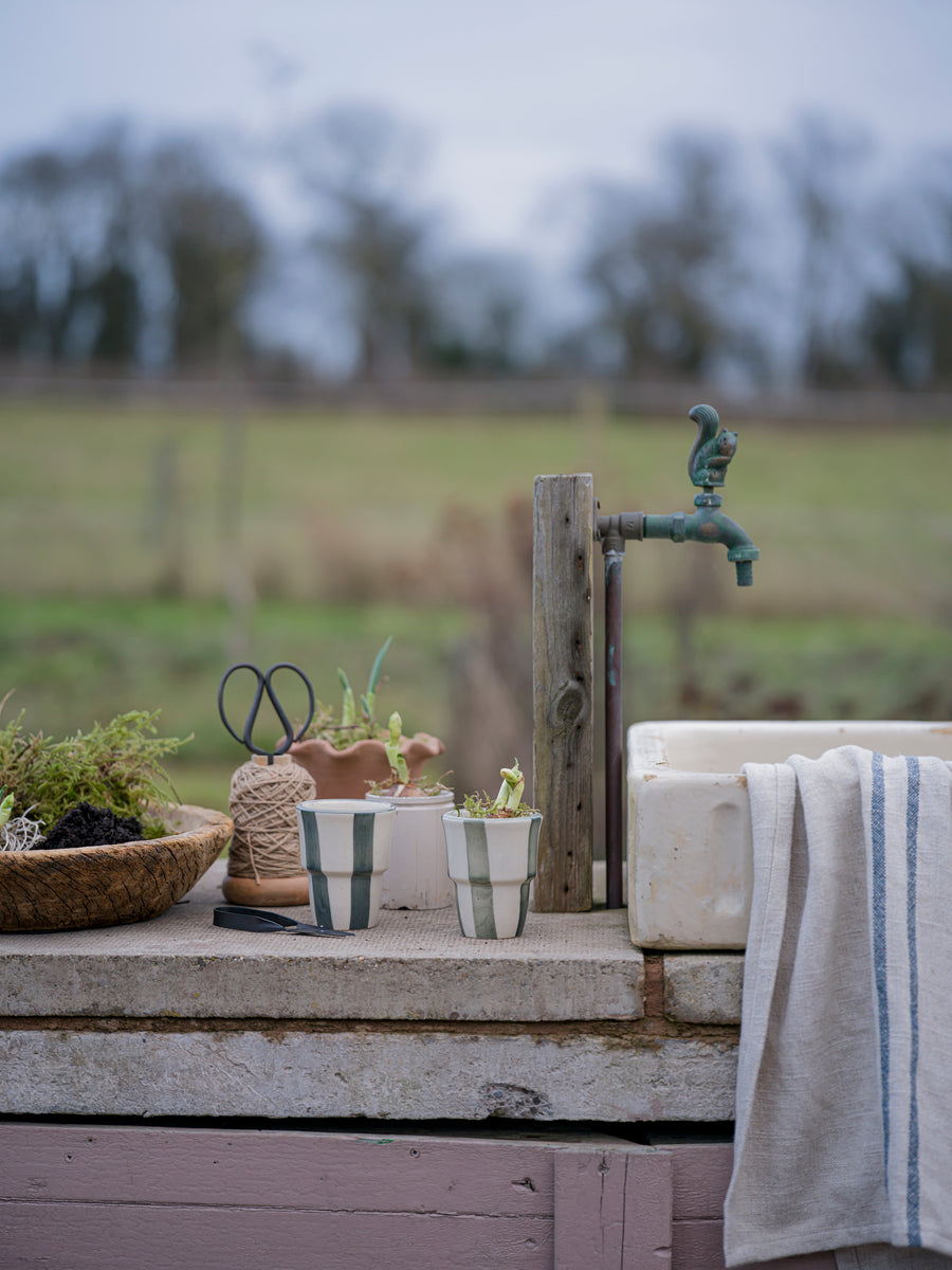 Washed Stripe Coffee Beaker | Forest