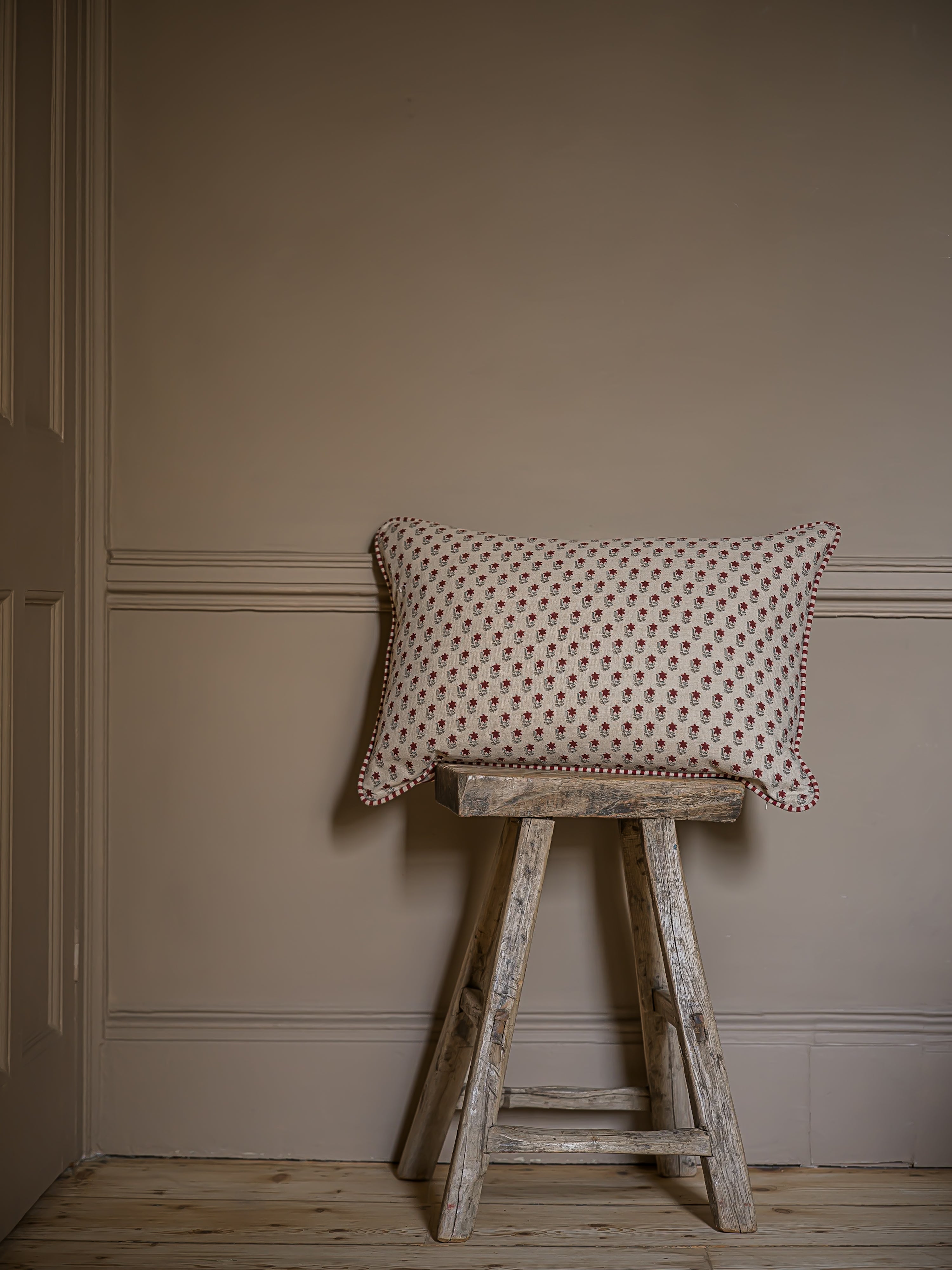 Block Print Star Flower Cushion | Mulberry & Denim