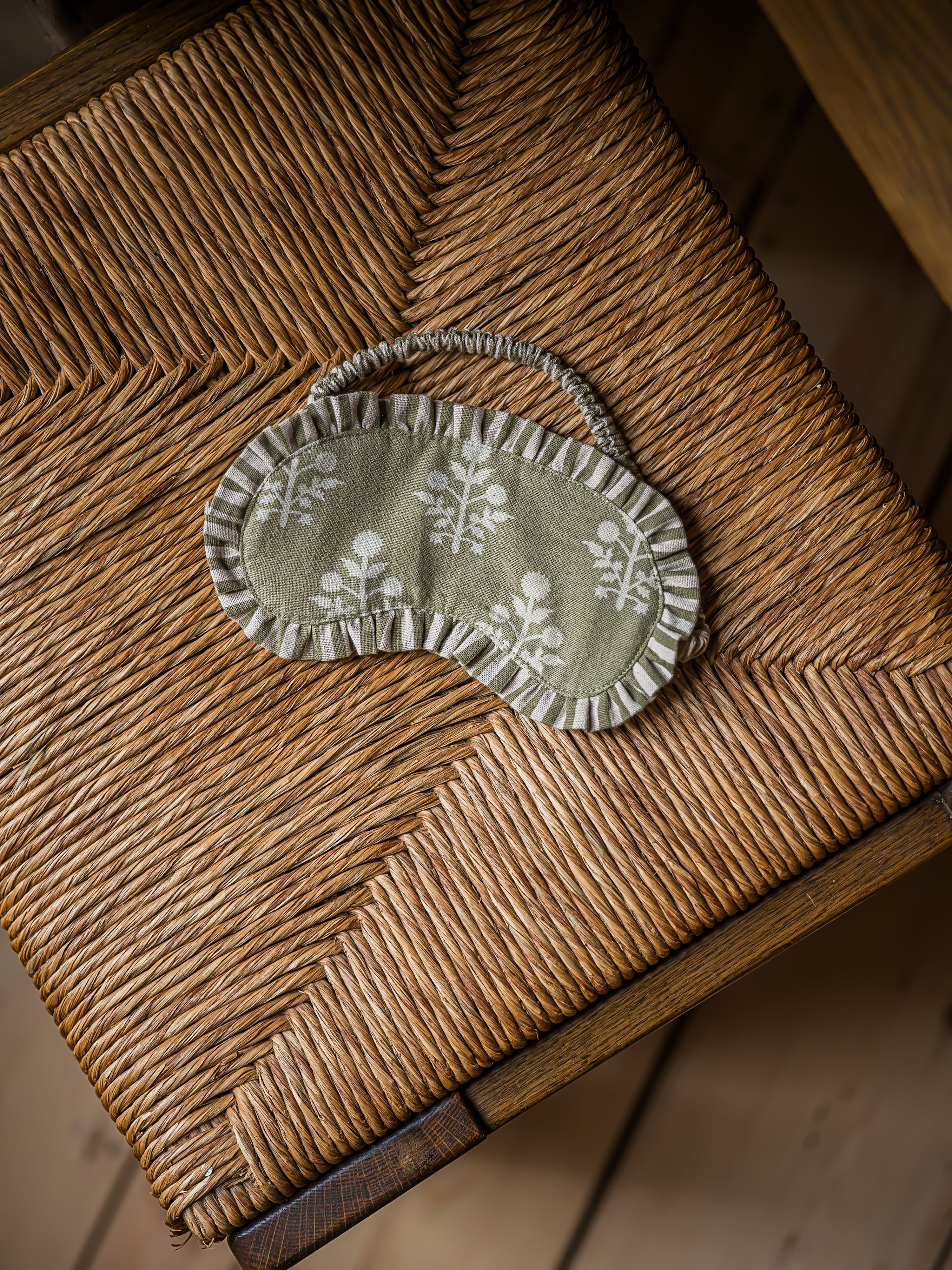 Block Print Thistle Eye Mask | Sage